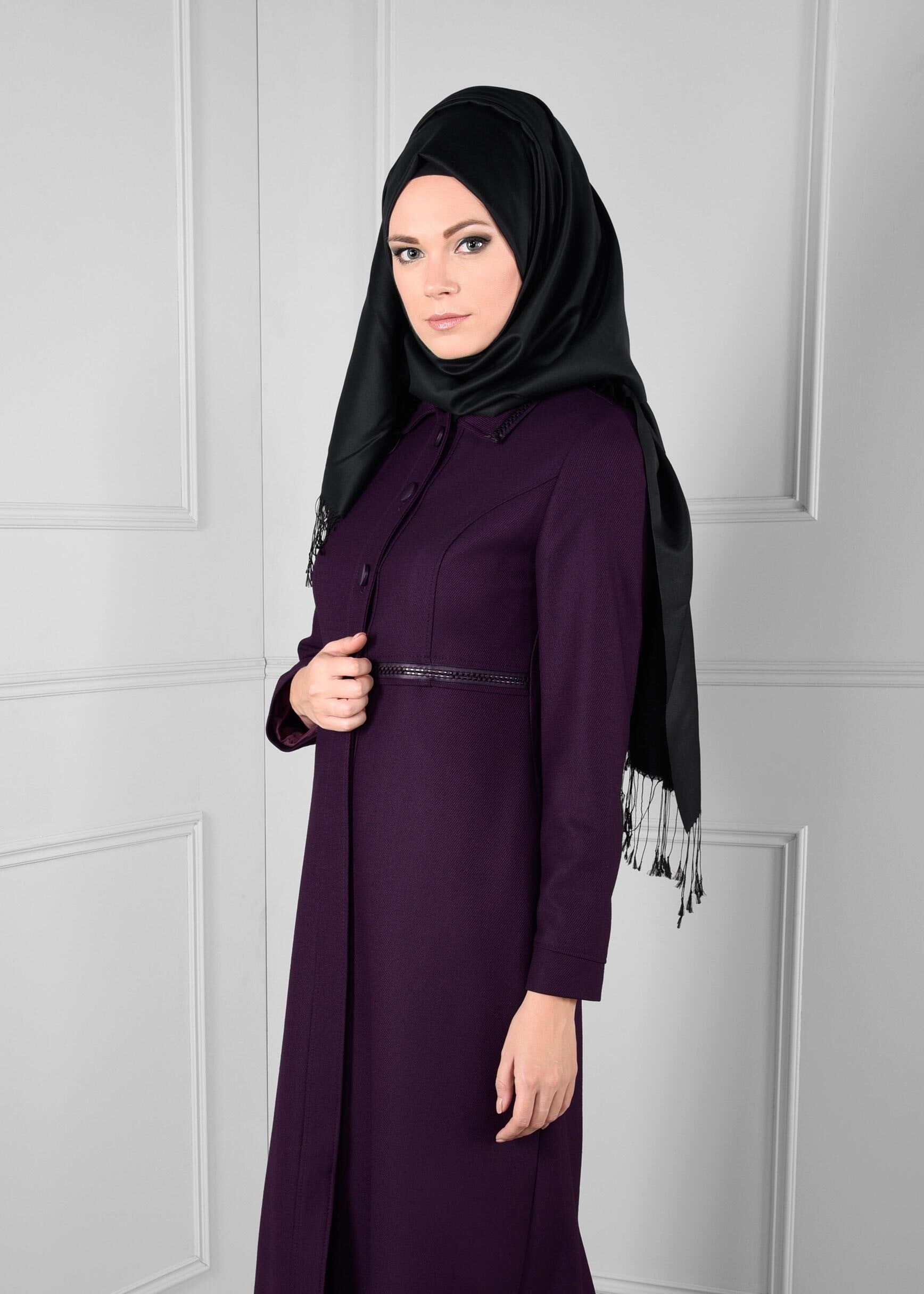 Tesettür giyim MÜRDÜM CEPLİ DÜĞMELİ PARDESÜ 1136