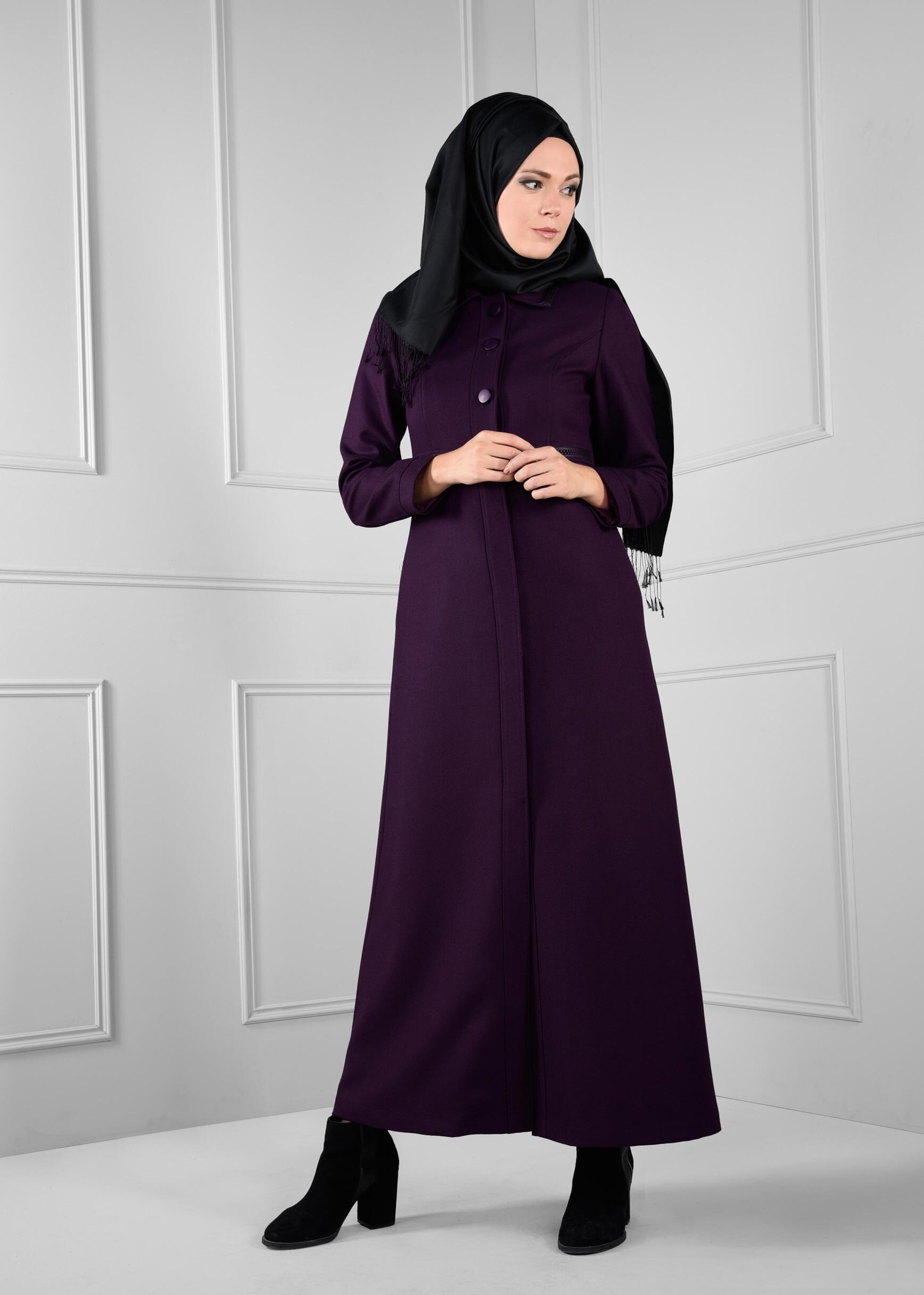 Tesettür giyim MÜRDÜM CEPLİ DÜĞMELİ PARDESÜ 1136
