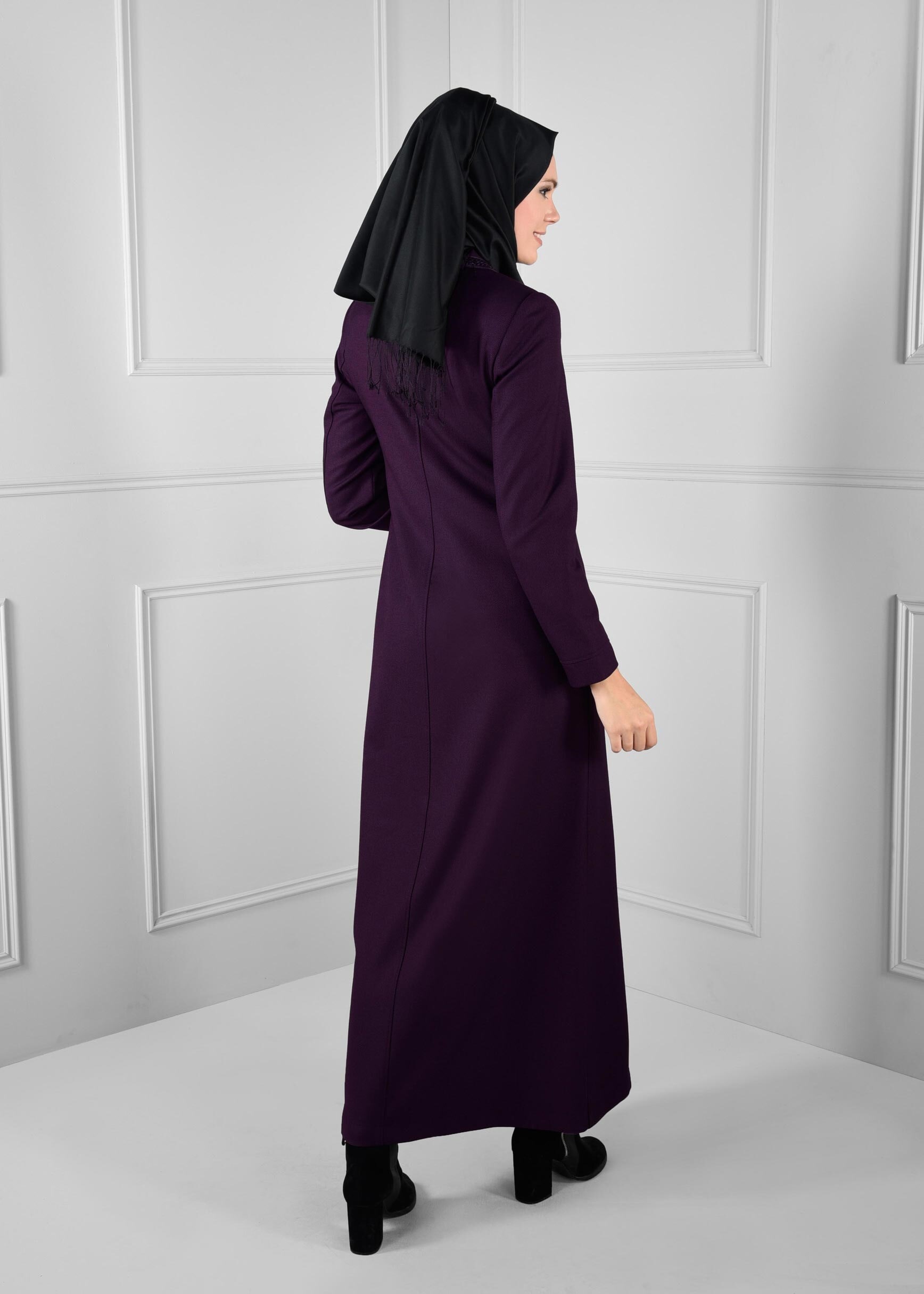 Tesettür giyim MÜRDÜM CEPLİ DÜĞMELİ PARDESÜ 1136