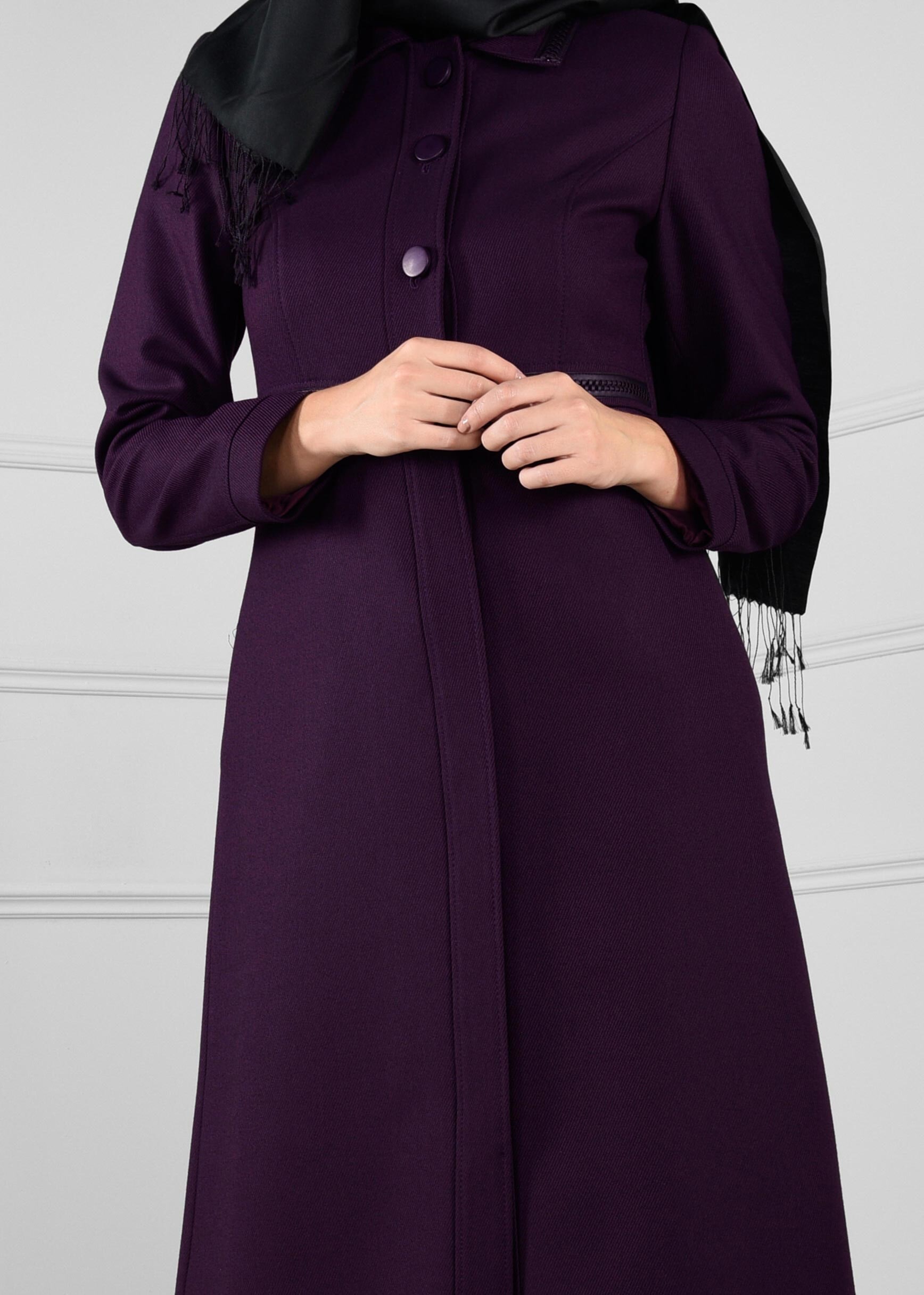 Tesettür giyim MÜRDÜM CEPLİ DÜĞMELİ PARDESÜ 1136