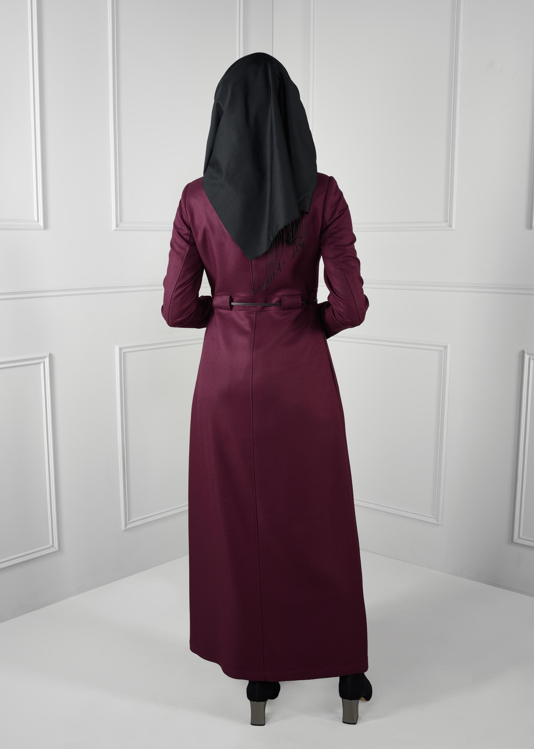 Tesettür giyim MÜRDÜM BAĞCIKLI NAKIŞLI PARDESÜ 1140