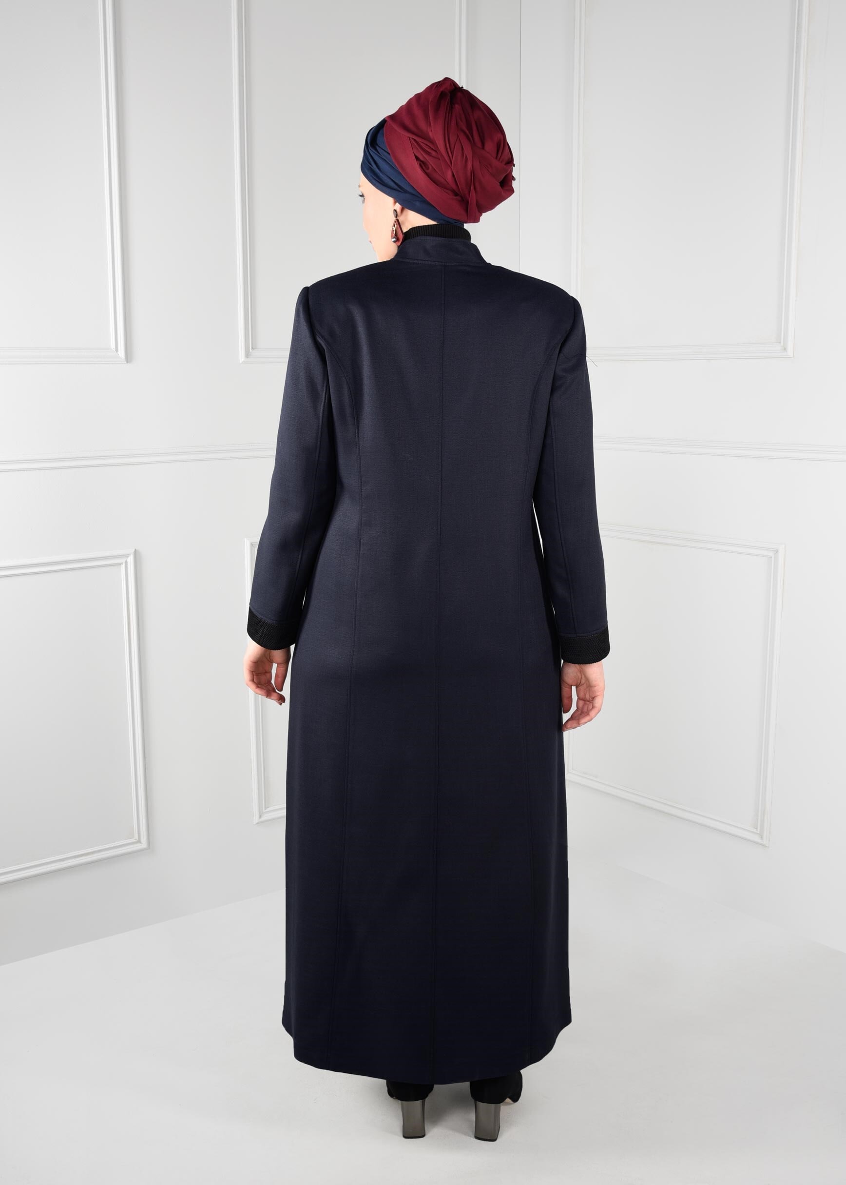 Vêtements hijab BLEU MARINE PARDESSUS À COL MAO 1167 