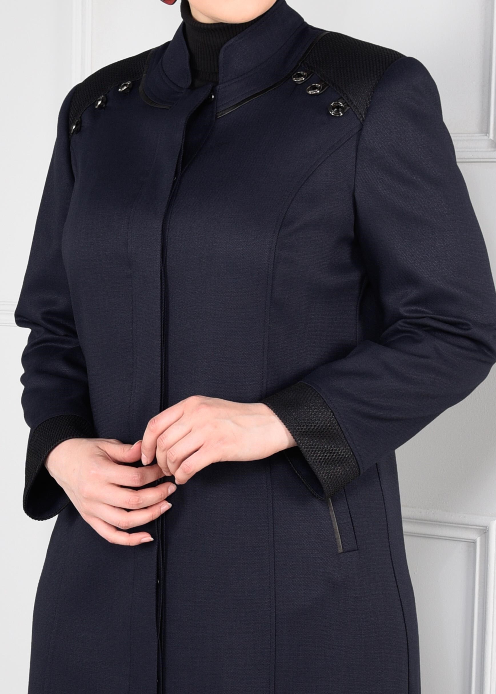 Vêtements hijab BLEU MARINE PARDESSUS À COL MAO 1167 