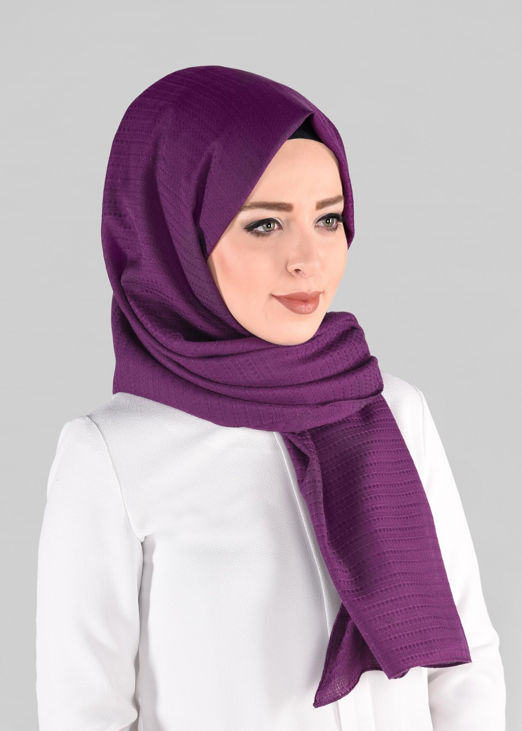 Tesettür giyim MOR 9879 ALVİNA KENDİNDEN DESENLİ ŞAL