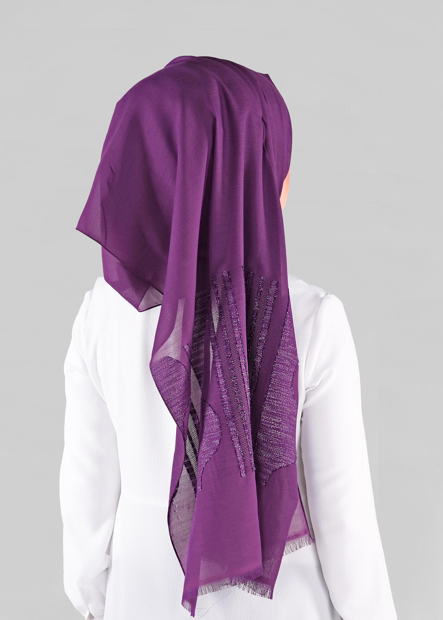 Vêtements hijab POURPRE CHÂLE EN BRILLANTE 9882 