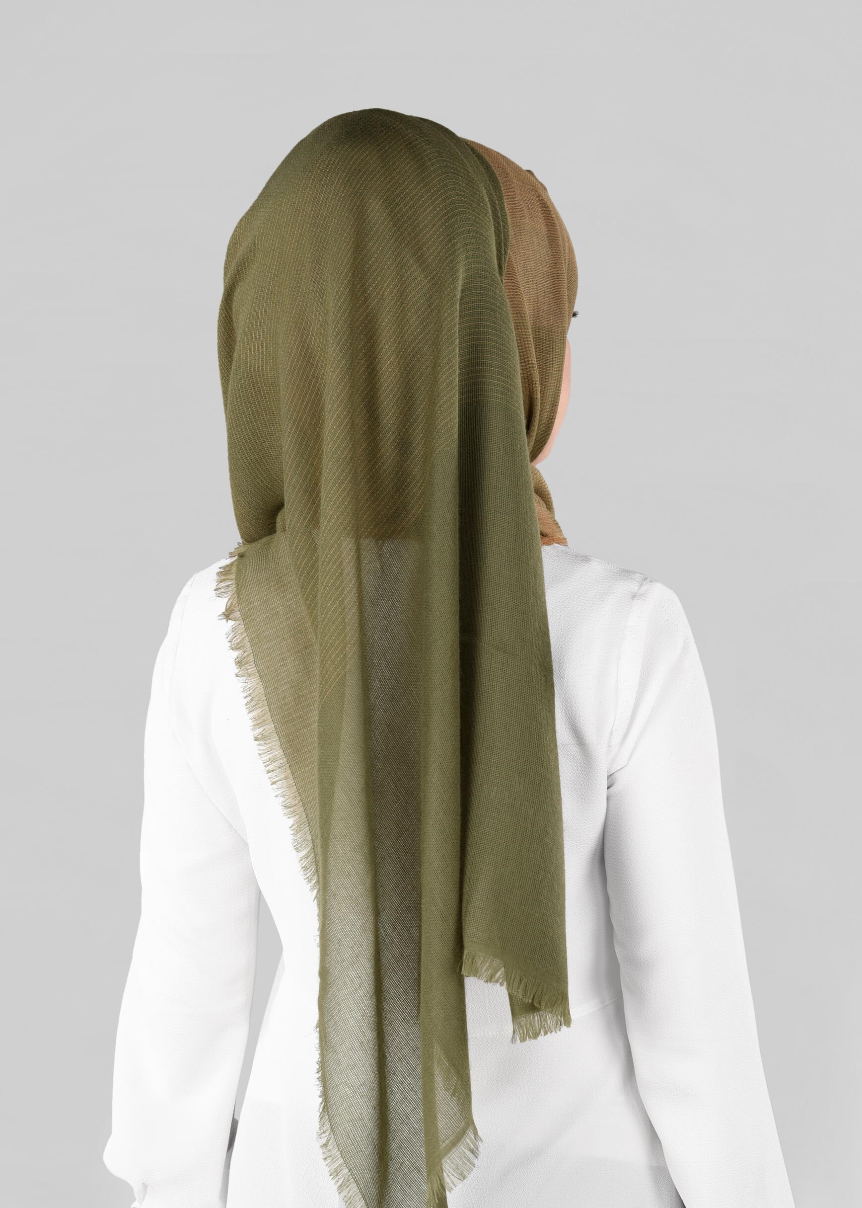 Tesettür giyim HAKİ 9883 ALVİNA PAMUKLU SAÇAKLI ŞAL