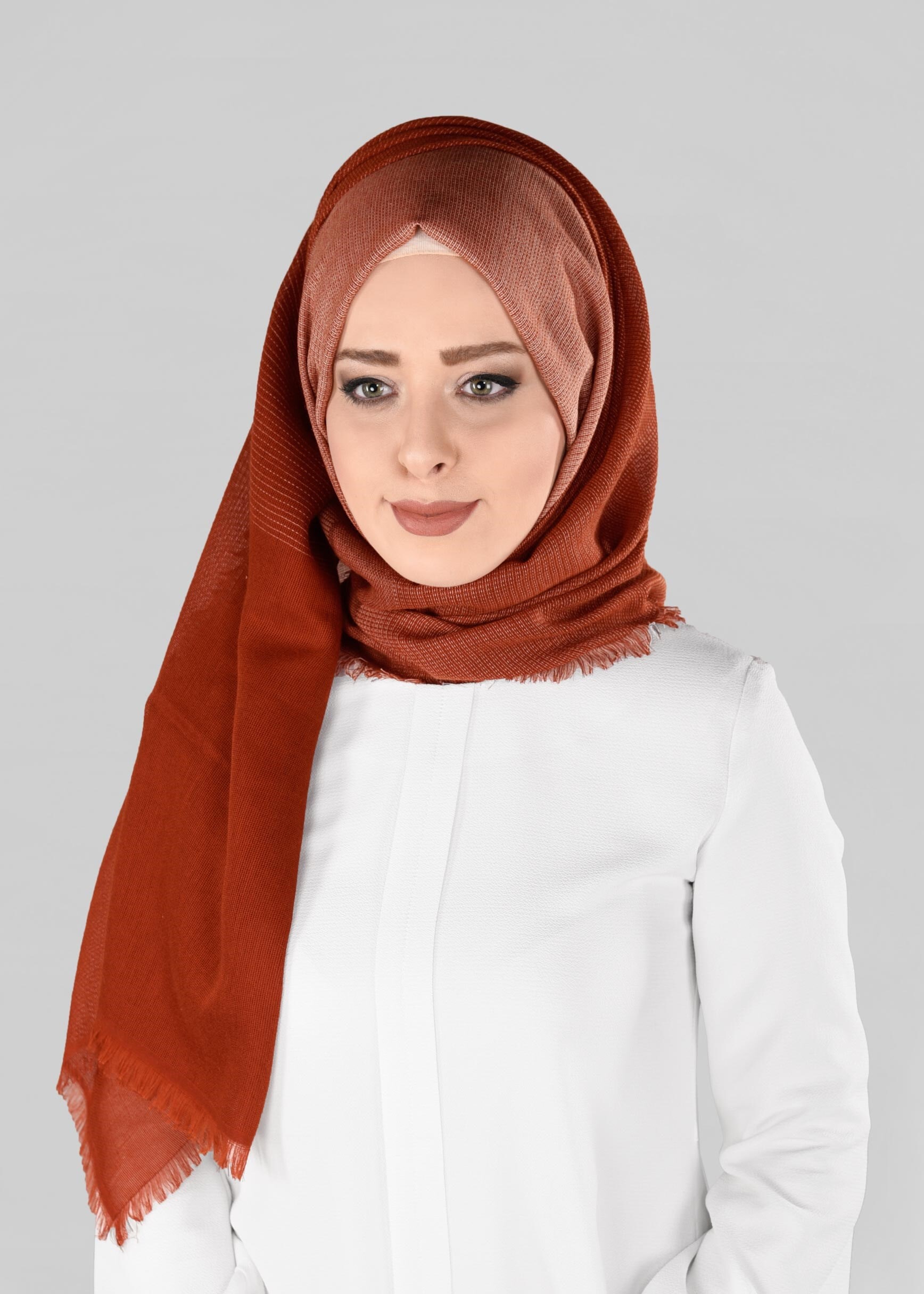 Tesettür giyim TURUNCU 9883 ALVİNA PAMUKLU SAÇAKLI ŞAL
