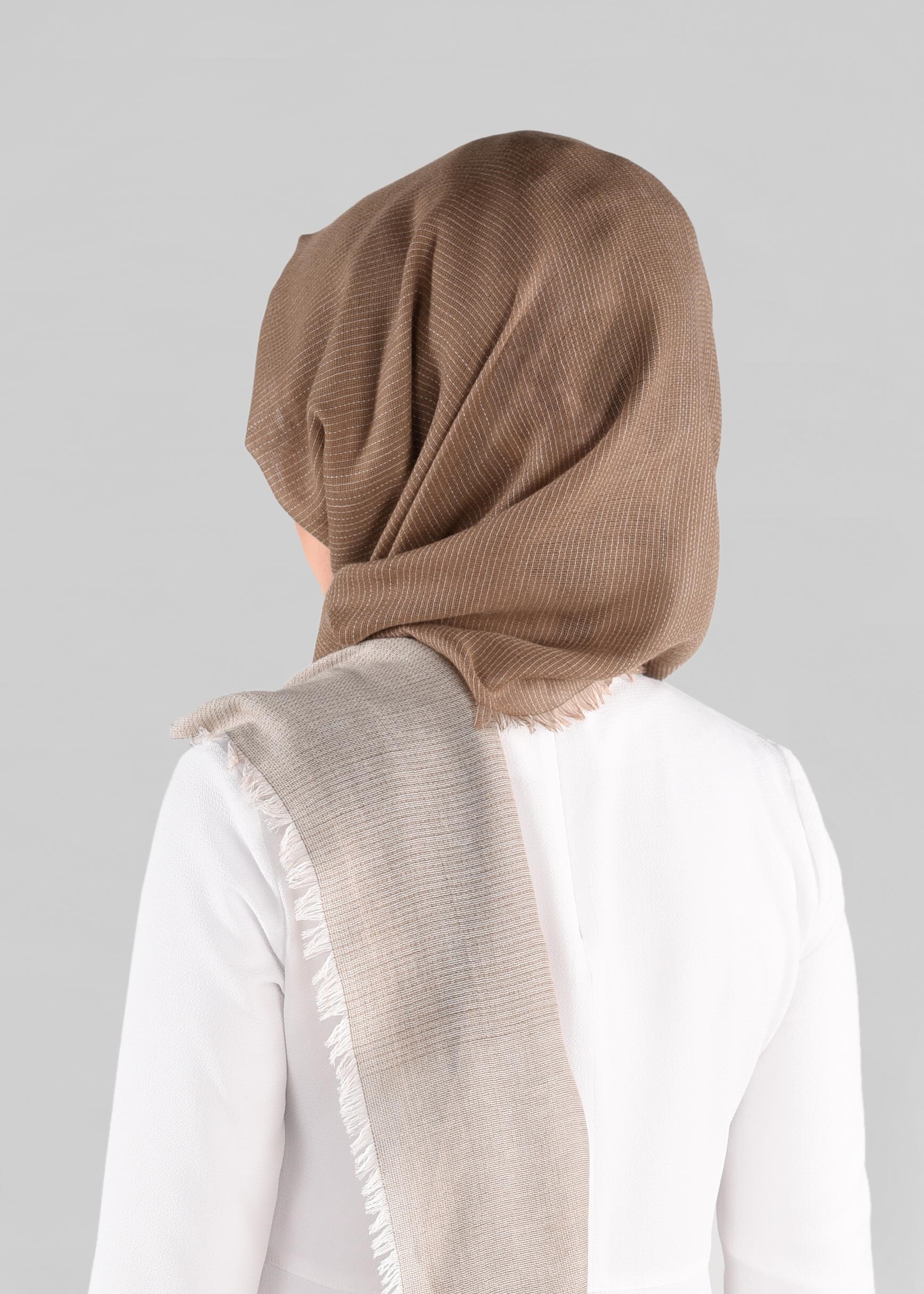 Tesettür giyim VİZON 9883 ALVİNA PAMUKLU SAÇAKLI ŞAL