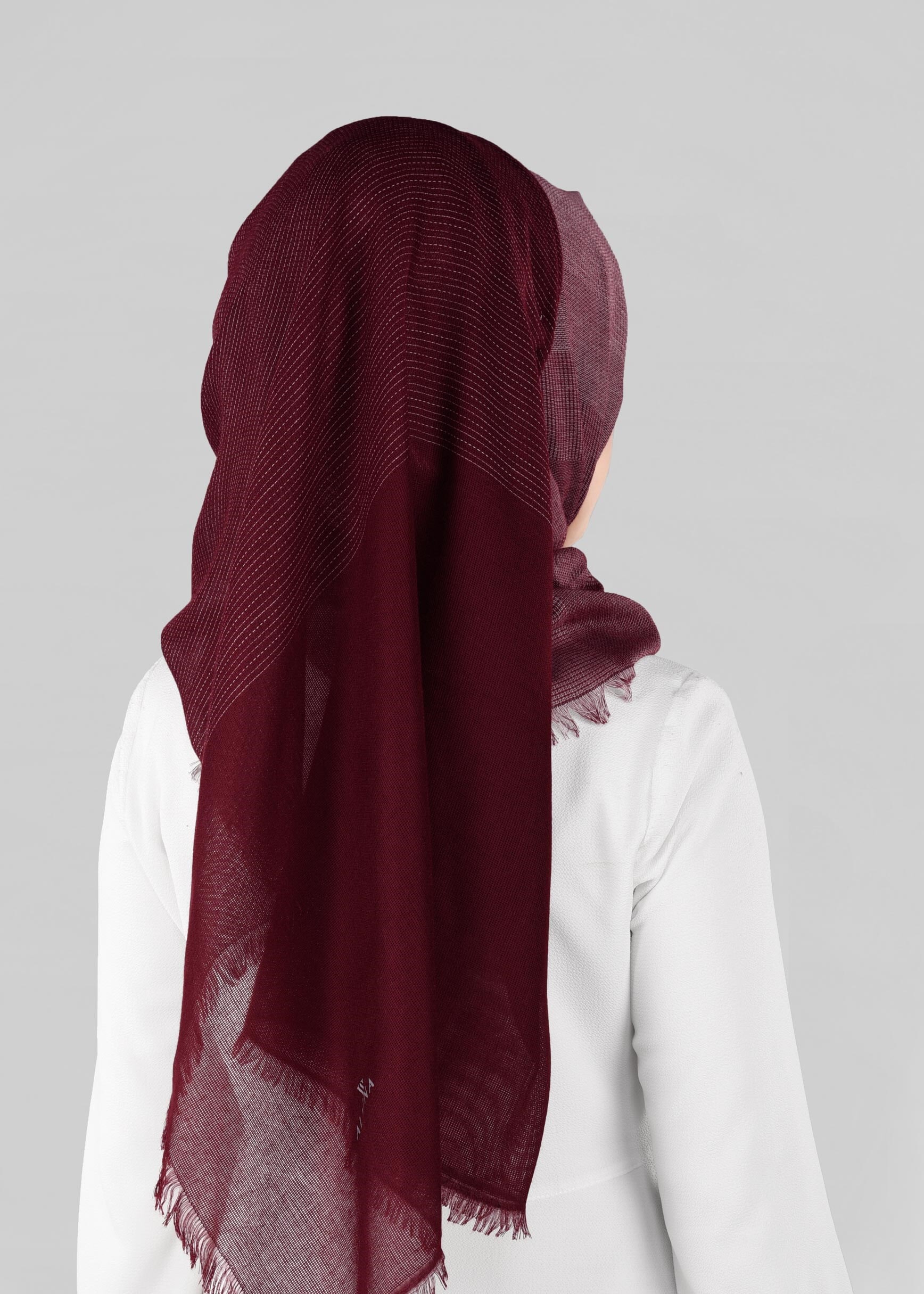 Tesettür giyim BORDO 9883 ALVİNA PAMUKLU SAÇAKLI ŞAL