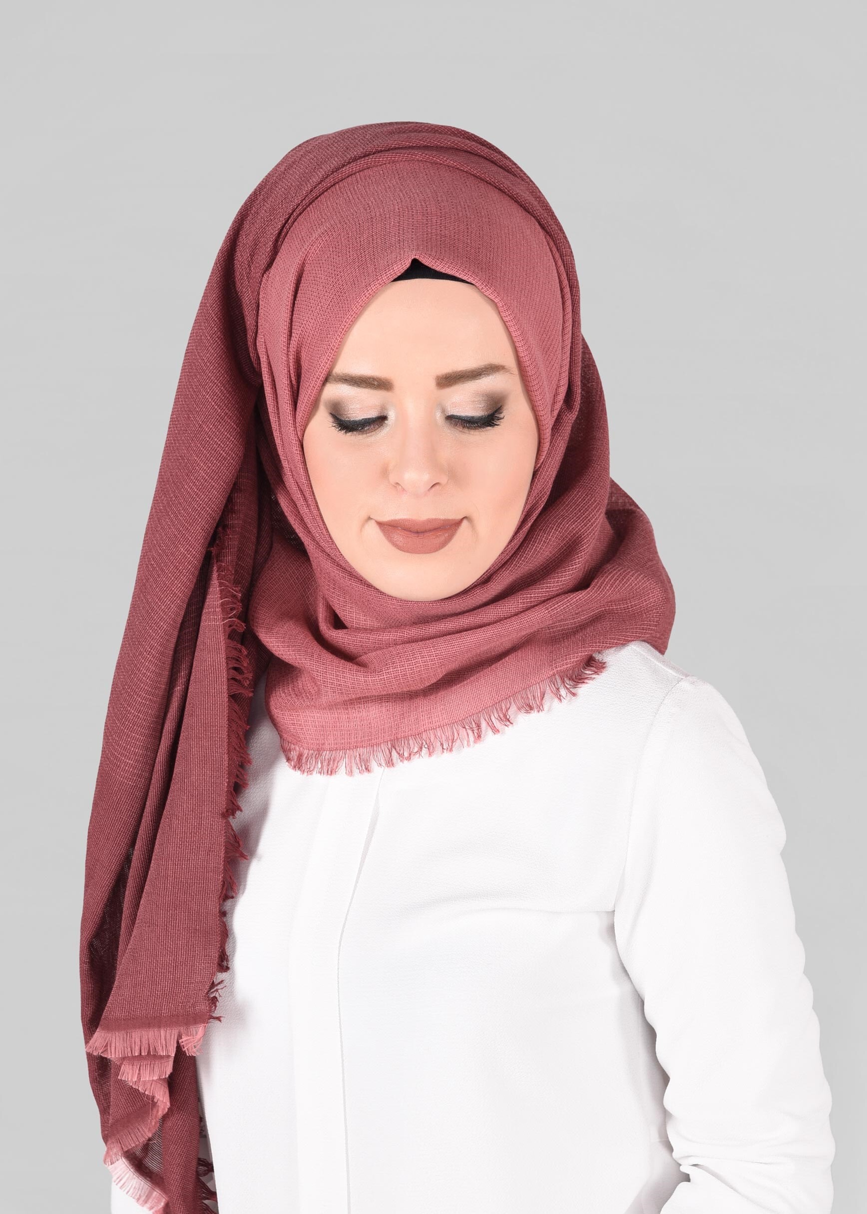 Tesettür giyim MOR 9883 ALVİNA PAMUKLU SAÇAKLI ŞAL