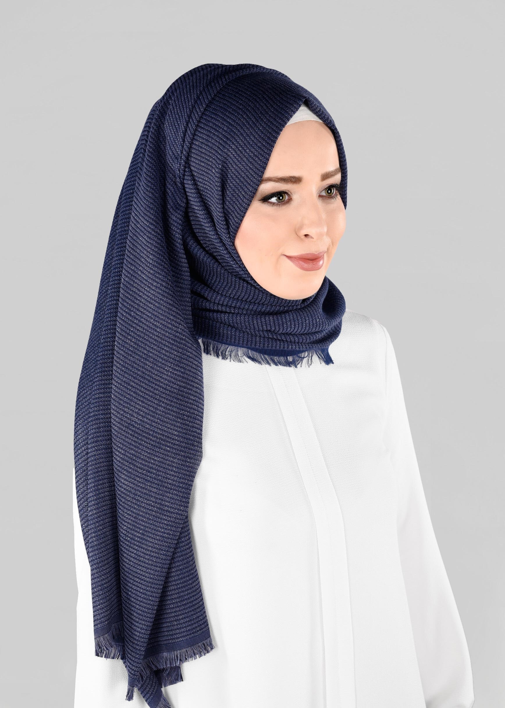 Tesettür giyim LACİVERT 9885 ALVİNA KIŞLIK DOKUMA ŞAL