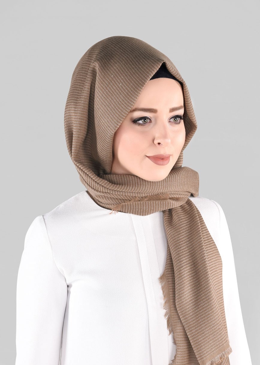 Tesettür giyim VİZON 9885 ALVİNA KIŞLIK DOKUMA ŞAL