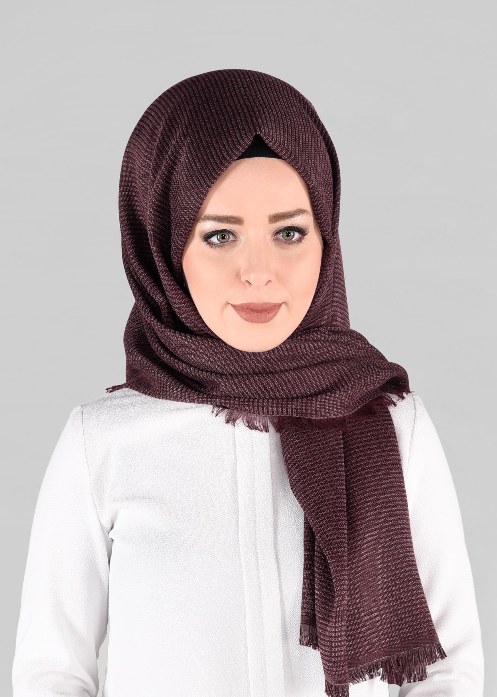 Tesettür giyim BORDO 9885 ALVİNA KIŞLIK DOKUMA ŞAL