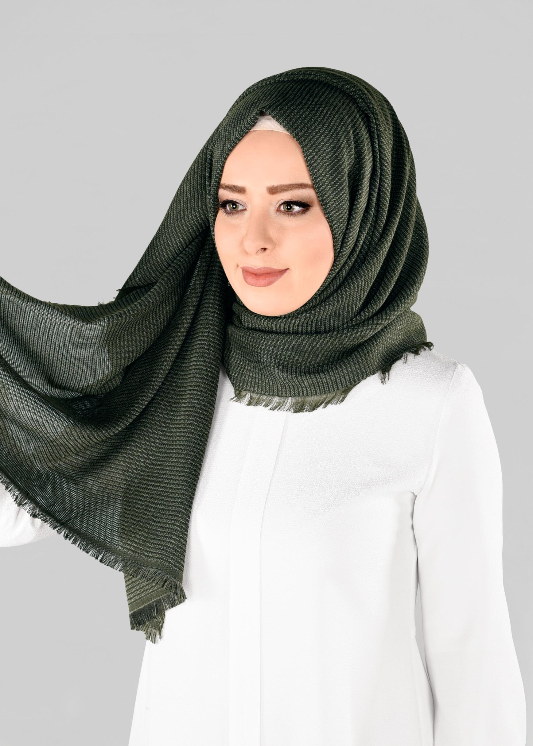 Tesettür giyim YEŞİL 9885 ALVİNA KIŞLIK DOKUMA ŞAL