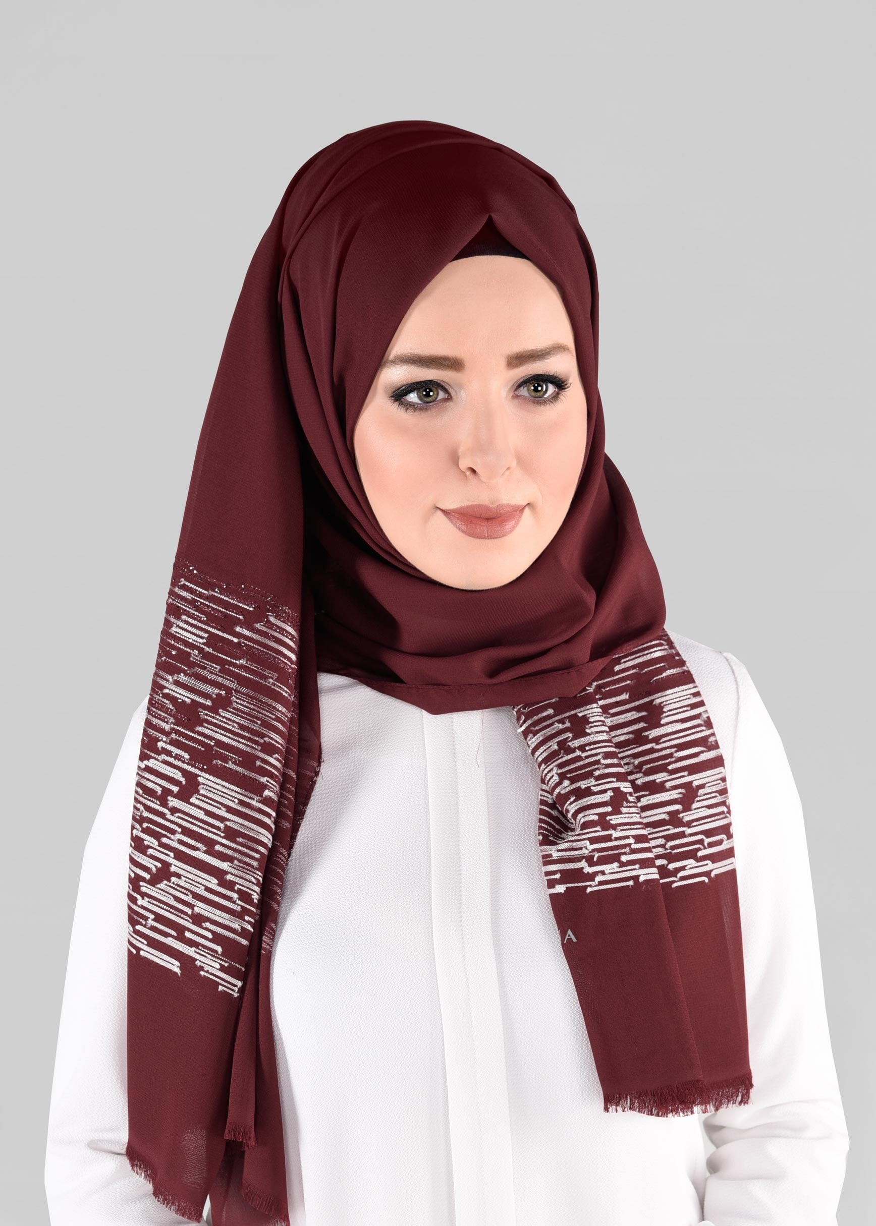 Tesettür giyim BORDO 9886 ALVİNA İLAYDA ŞAL