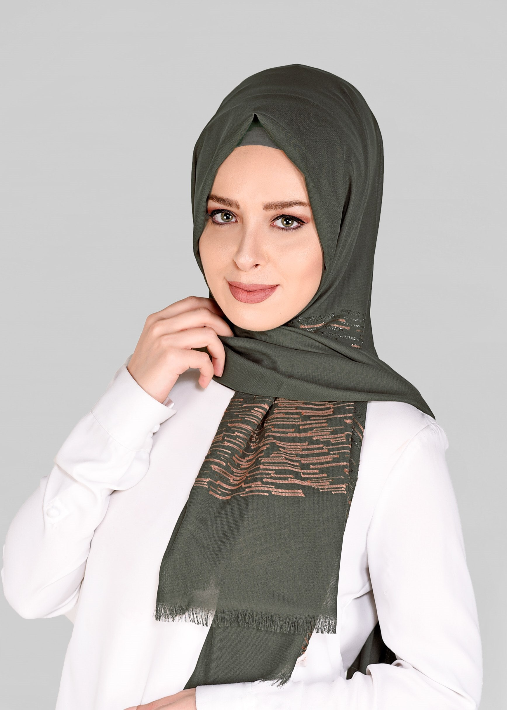 Tesettür giyim HAKİ 9886 ALVİNA İLAYDA ŞAL