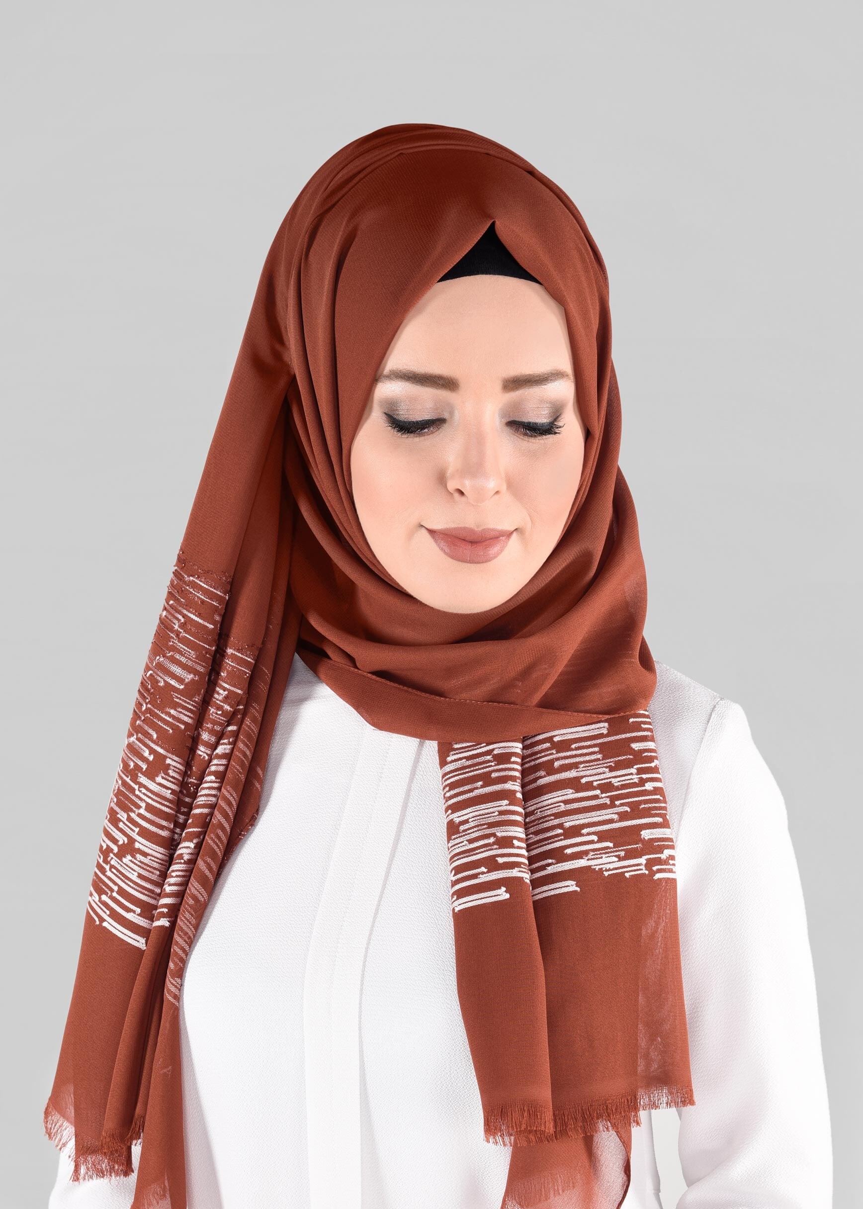 Tesettür giyim TURUNCU 9886 ALVİNA İLAYDA ŞAL