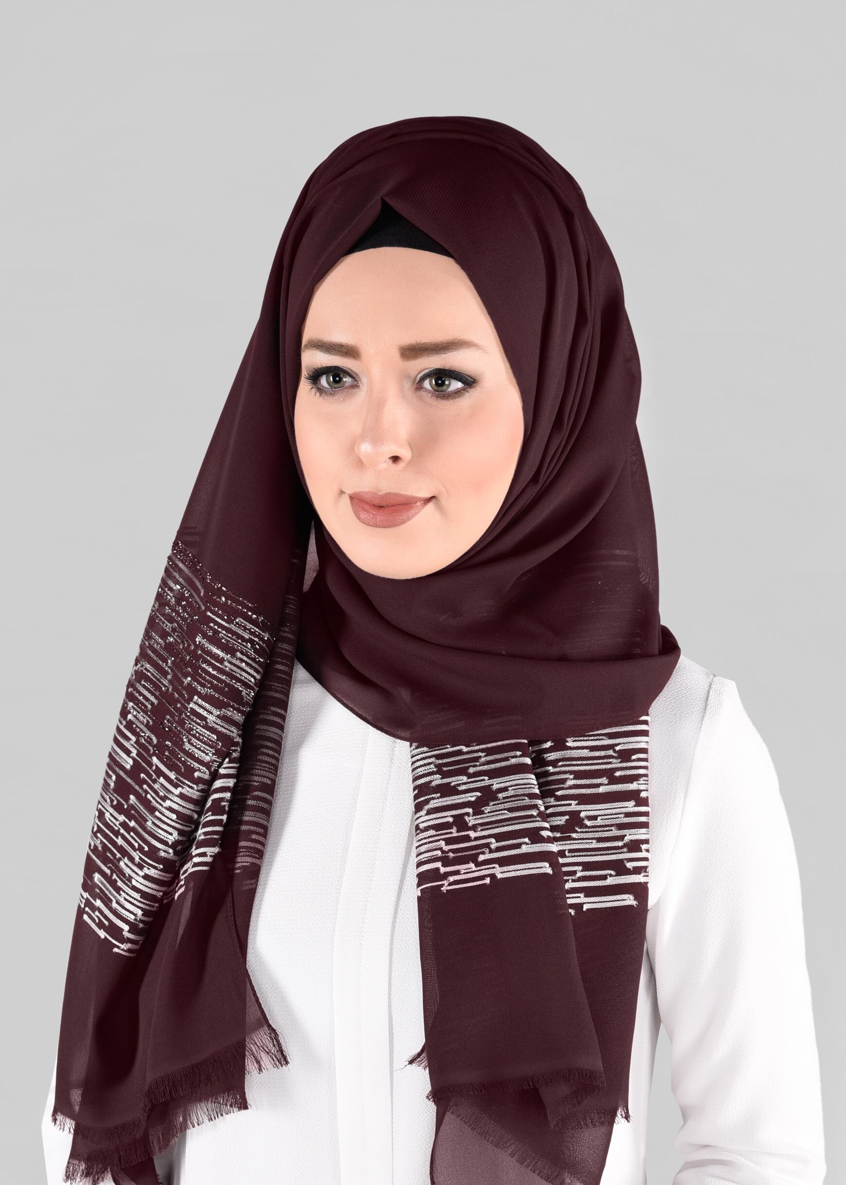 Tesettür giyim BORDO 9886 ALVİNA İLAYDA ŞAL