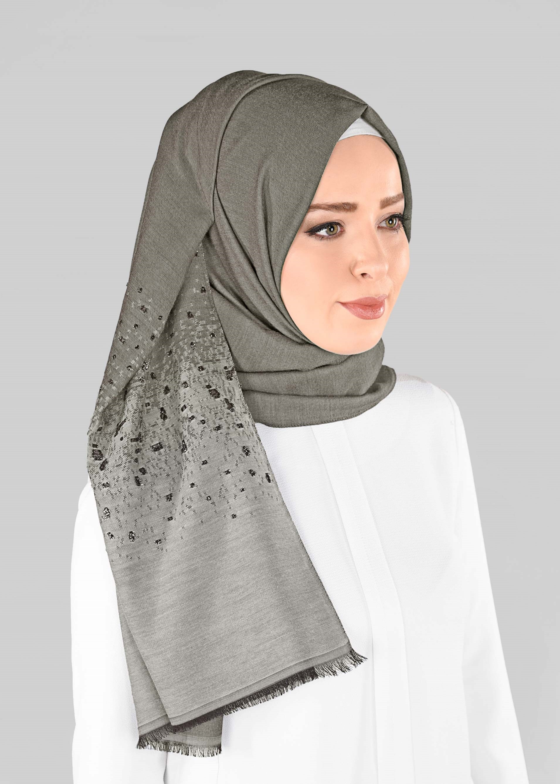 Tesettür giyim YEŞİL 9887 ALVİNA SÜMEYYE ŞAL