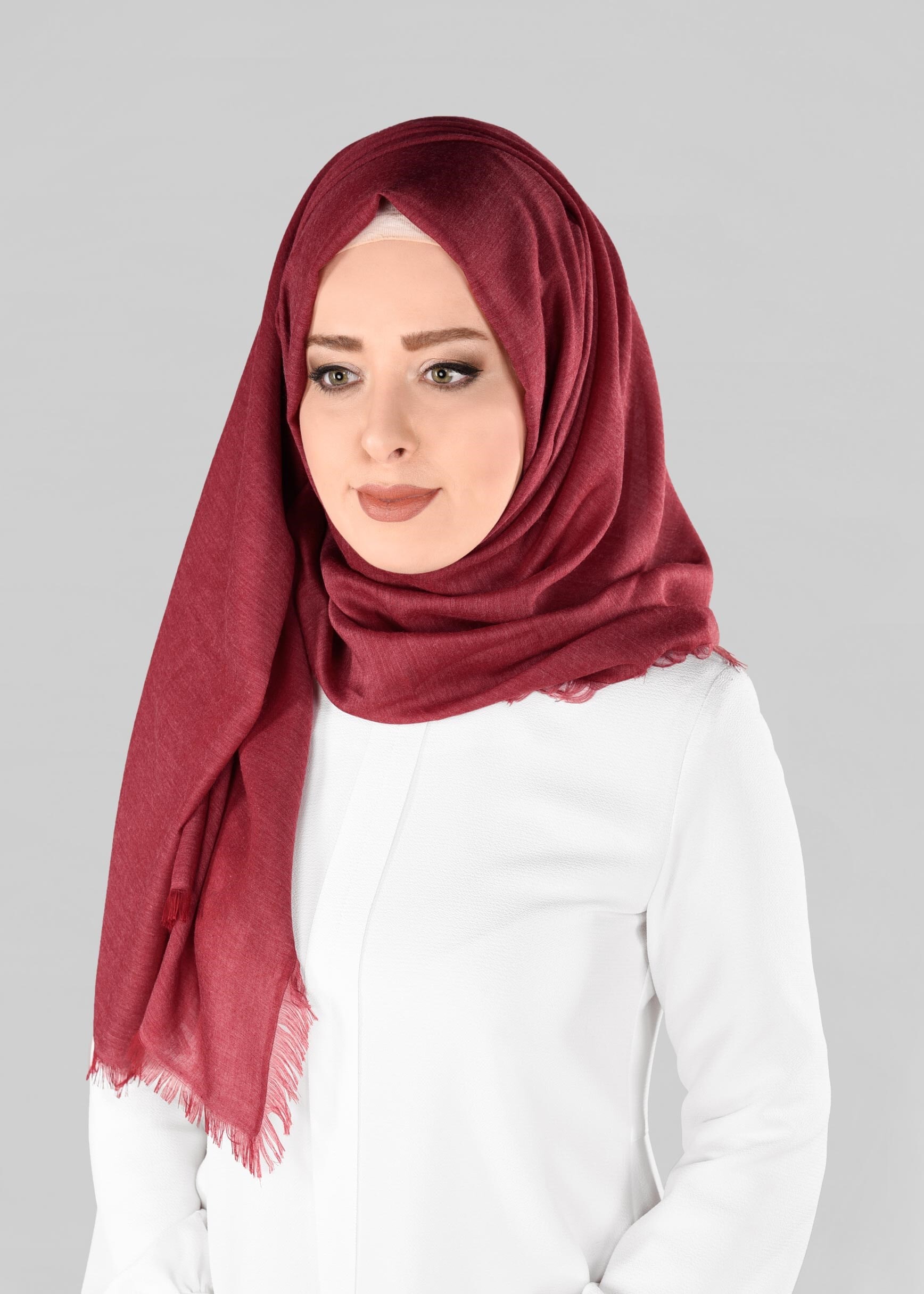 Tesettür giyim BORDO 9888 ALVİNA SUDE ŞAL
