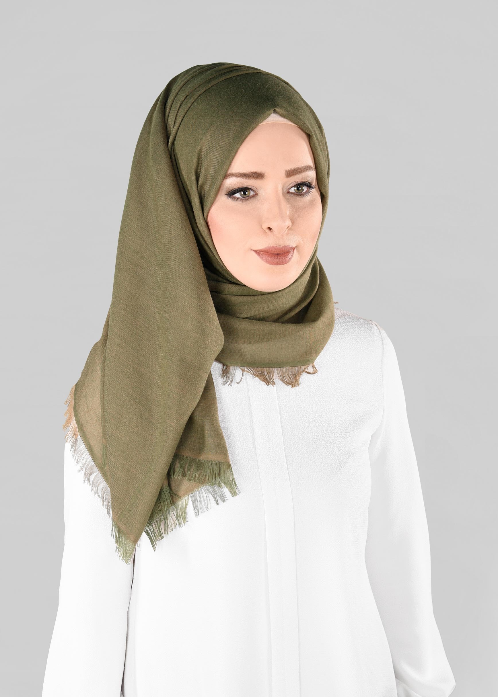 Tesettür giyim HAKİ 9888 ALVİNA SUDE ŞAL