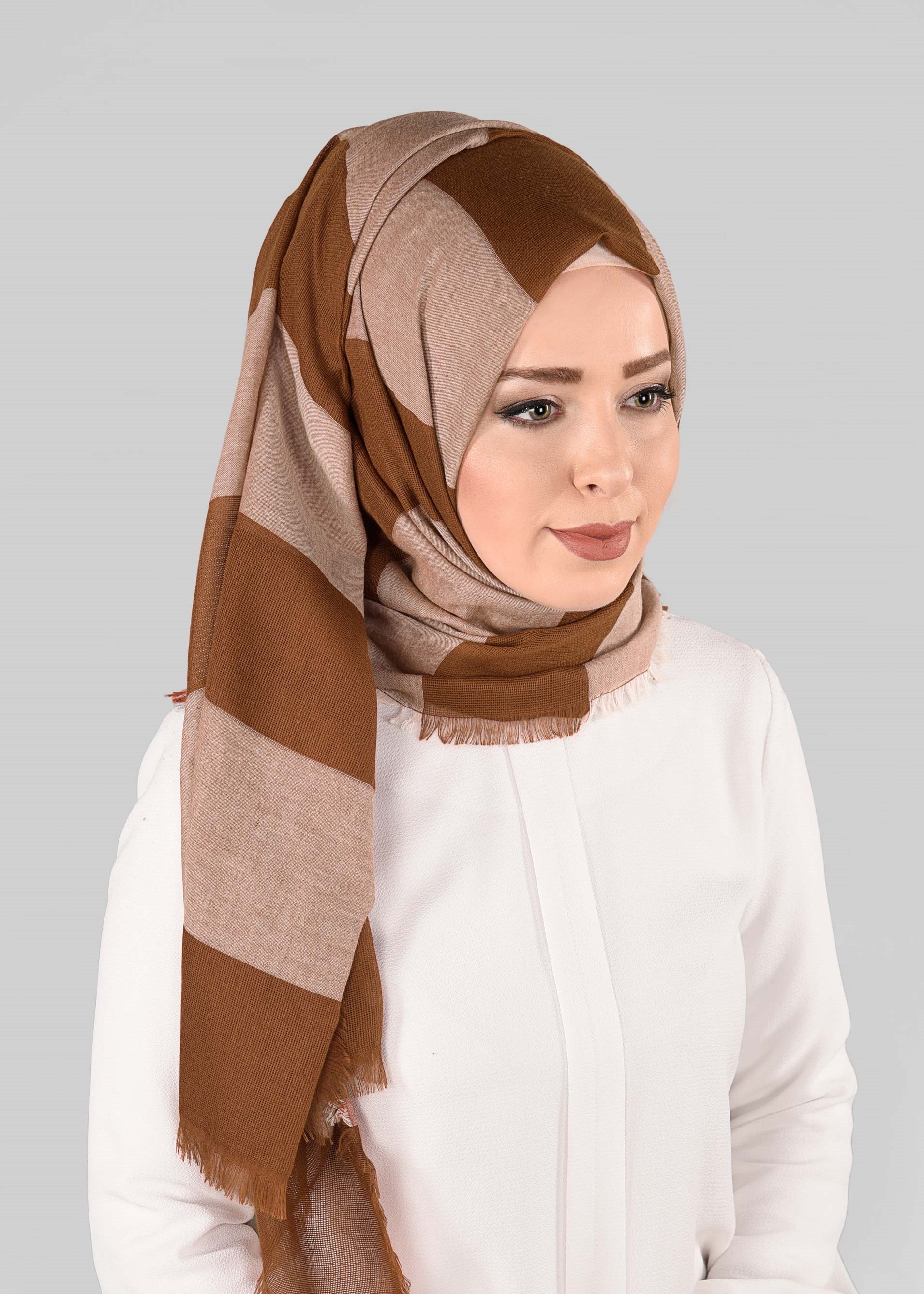 Tesettür giyim TABA 9889 ALVİNA MERVE ÇİZGİLİ ŞAL