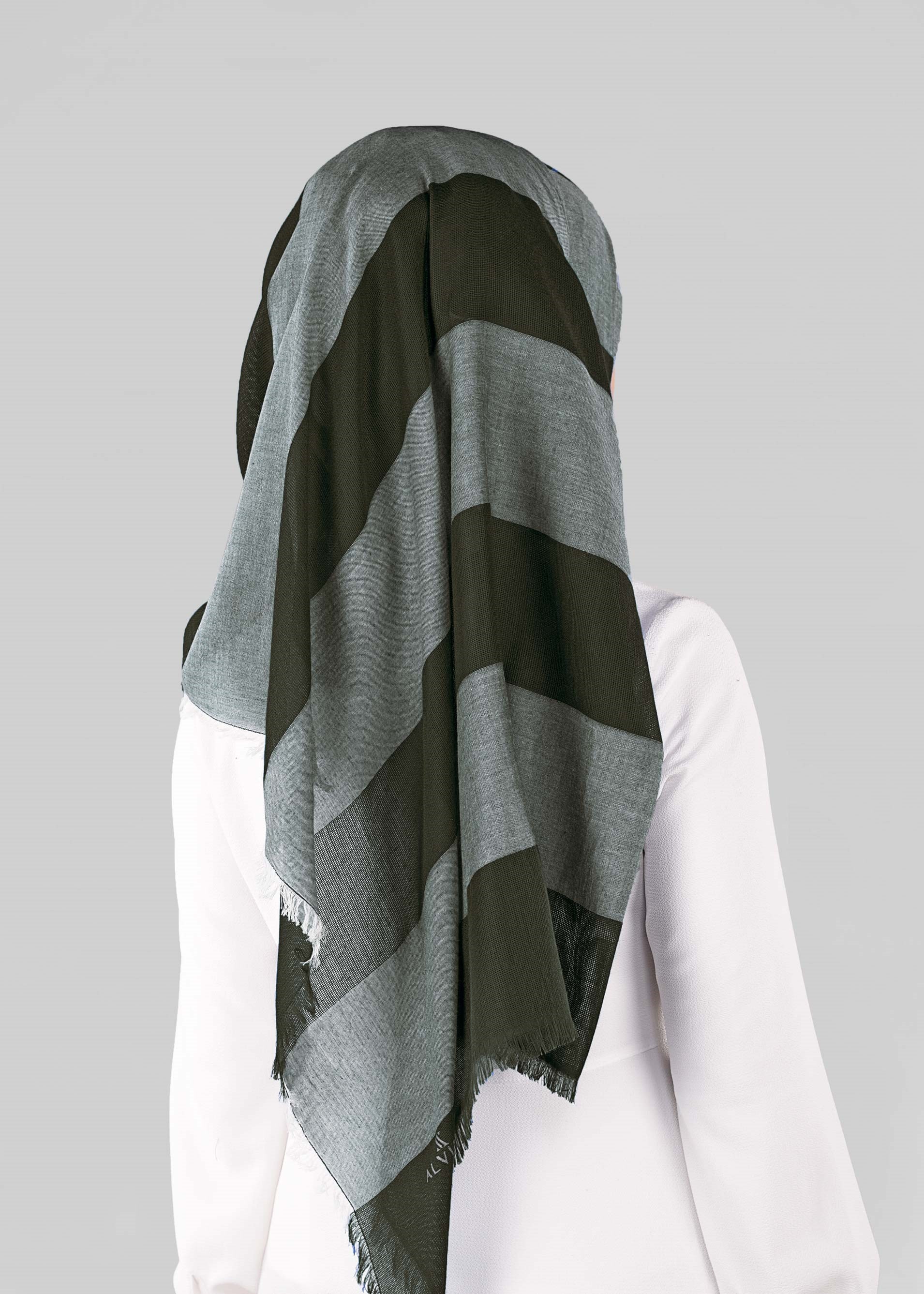 Tesettür giyim YEŞİL 9889 ALVİNA MERVE ÇİZGİLİ ŞAL