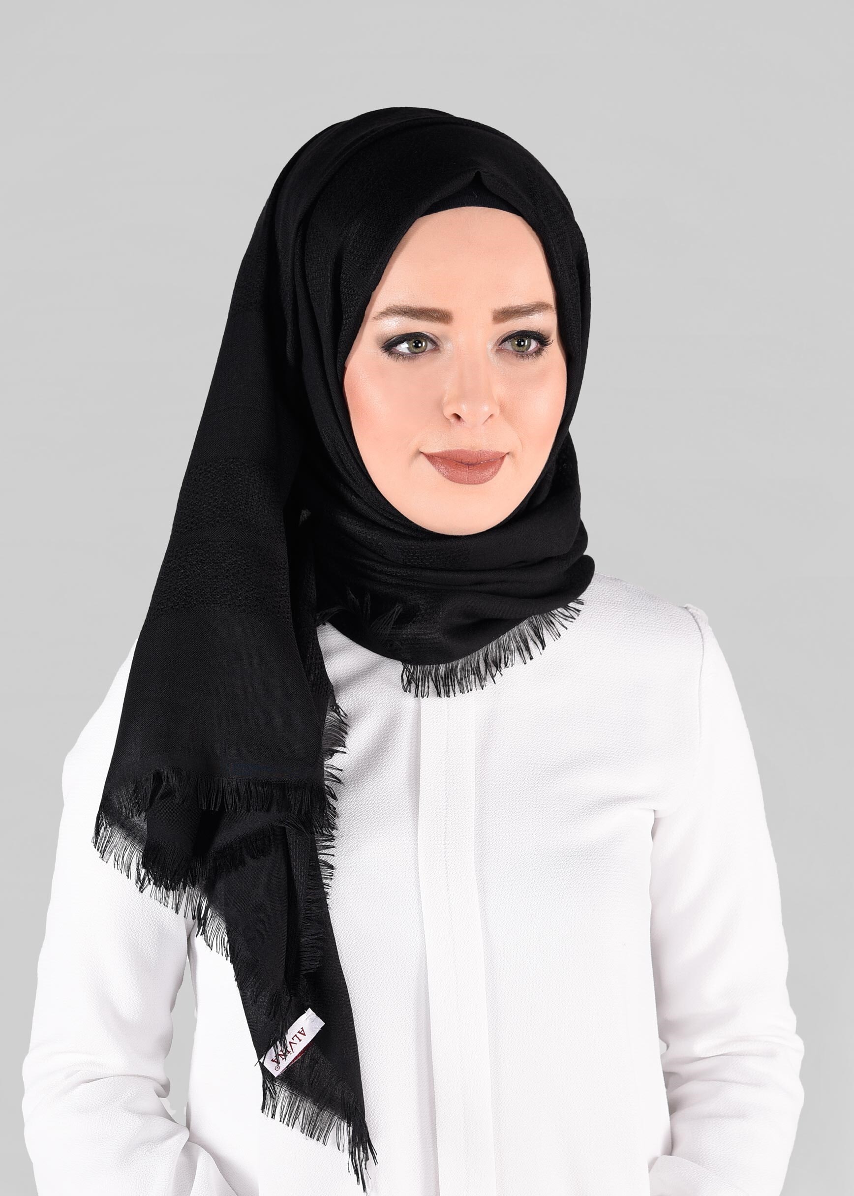 Tesettür giyim SİYAH ALVİNA ARAFİLELİ ŞAL 9893 