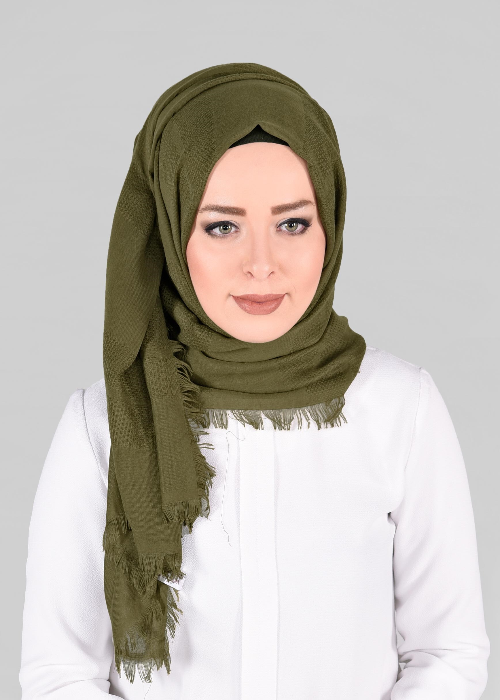 Tesettür giyim YEŞİL ALVİNA ARAFİLELİ ŞAL 9893 