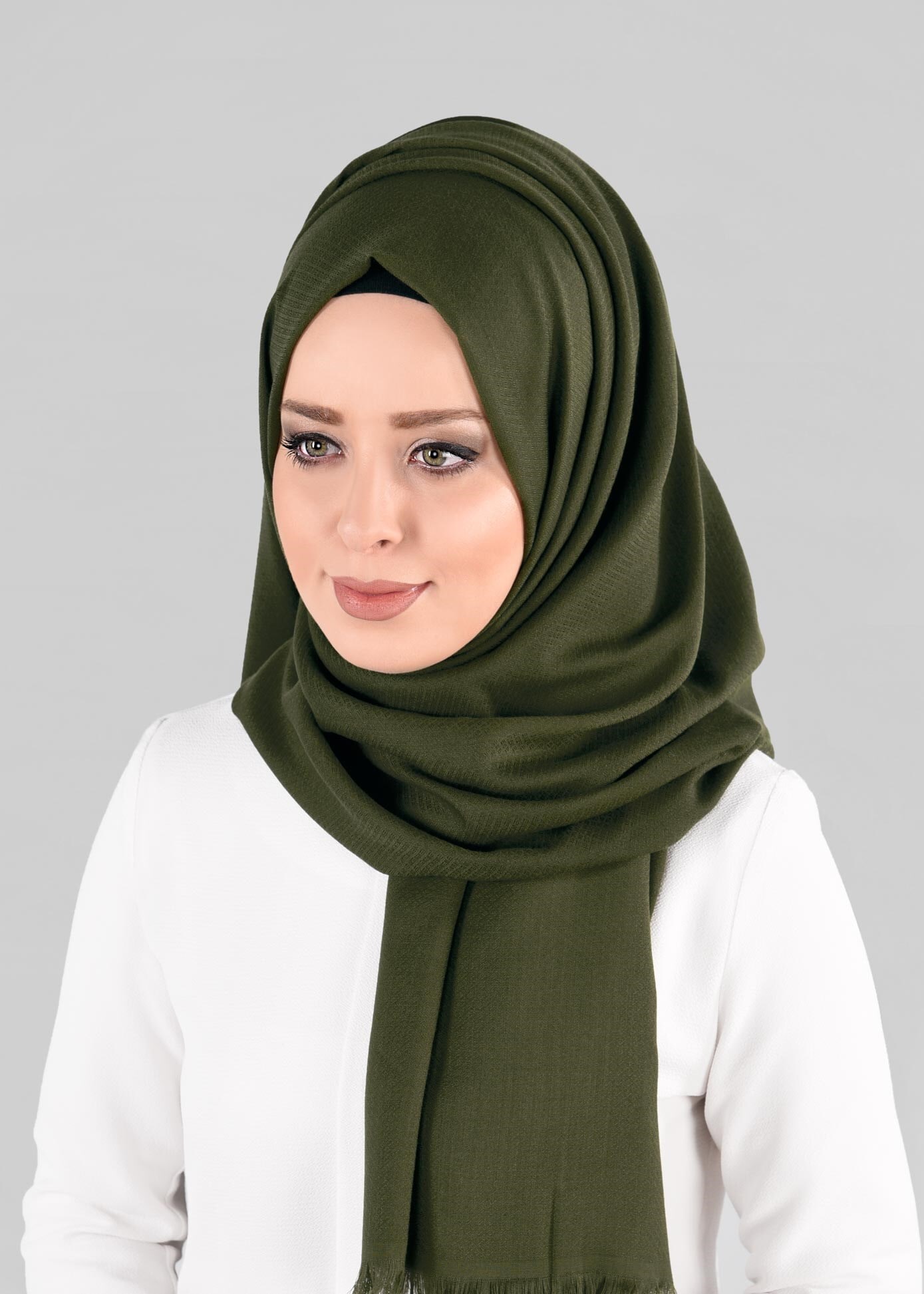 Tesettür giyim HAKİ ALVİNA ÇITIR ŞAL 9894 