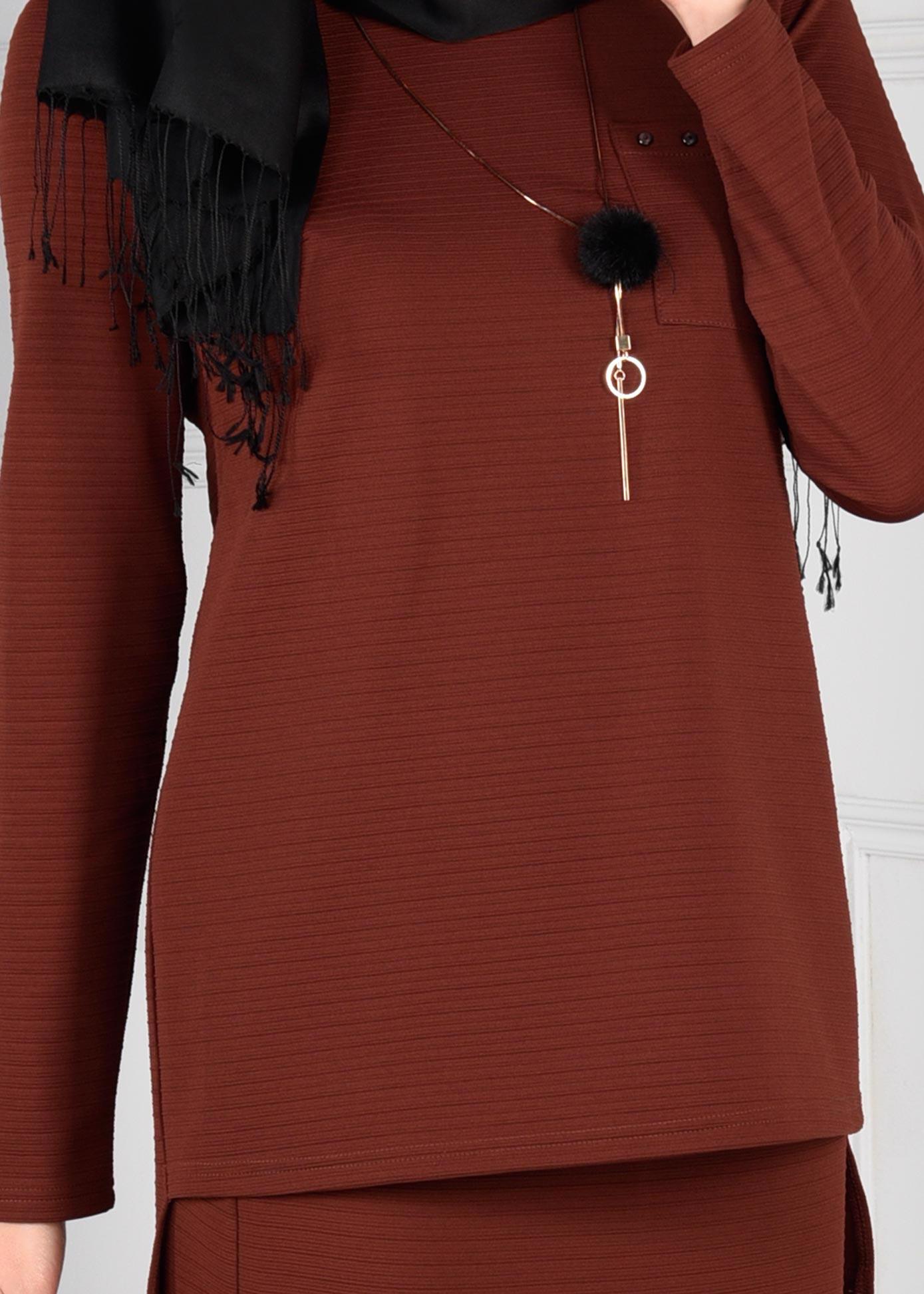 Tesettür giyim TURUNCU 4810 OTTOMAN 2&prime;Lİ ETEKLİ TAKIM 38/46 TEK40