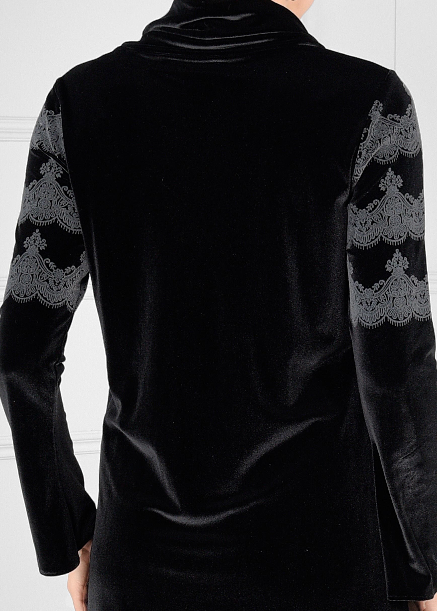 Tesettür giyim SİYAH ŞAL YAKA GENİŞ KESİM 2Lİ PANTOLONLU TAKIM 4669 