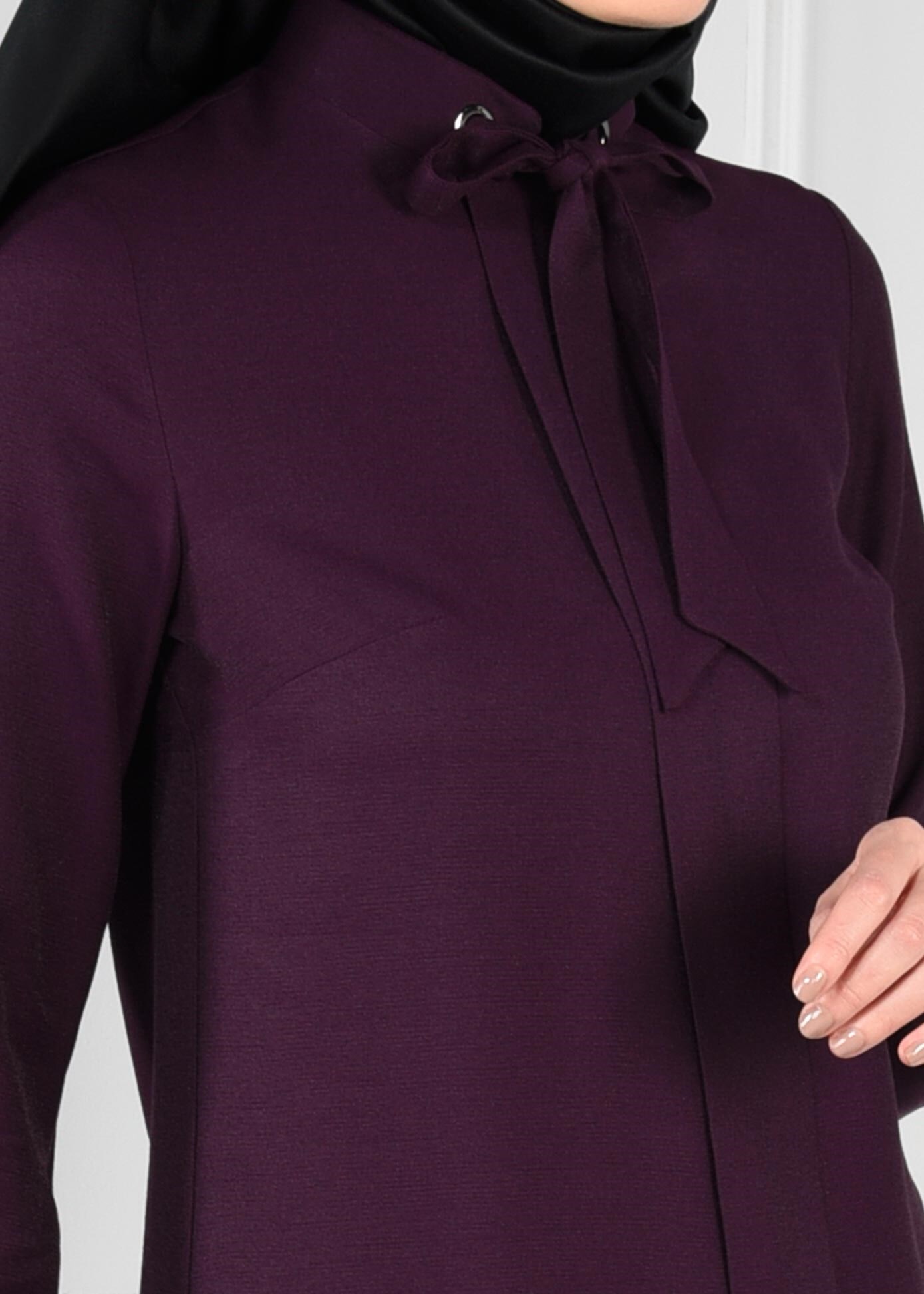 Tesettür giyim MOR ASİMETRİK KESİM 2&prime;Lİ PANTOLONLU TAKIM 4807
