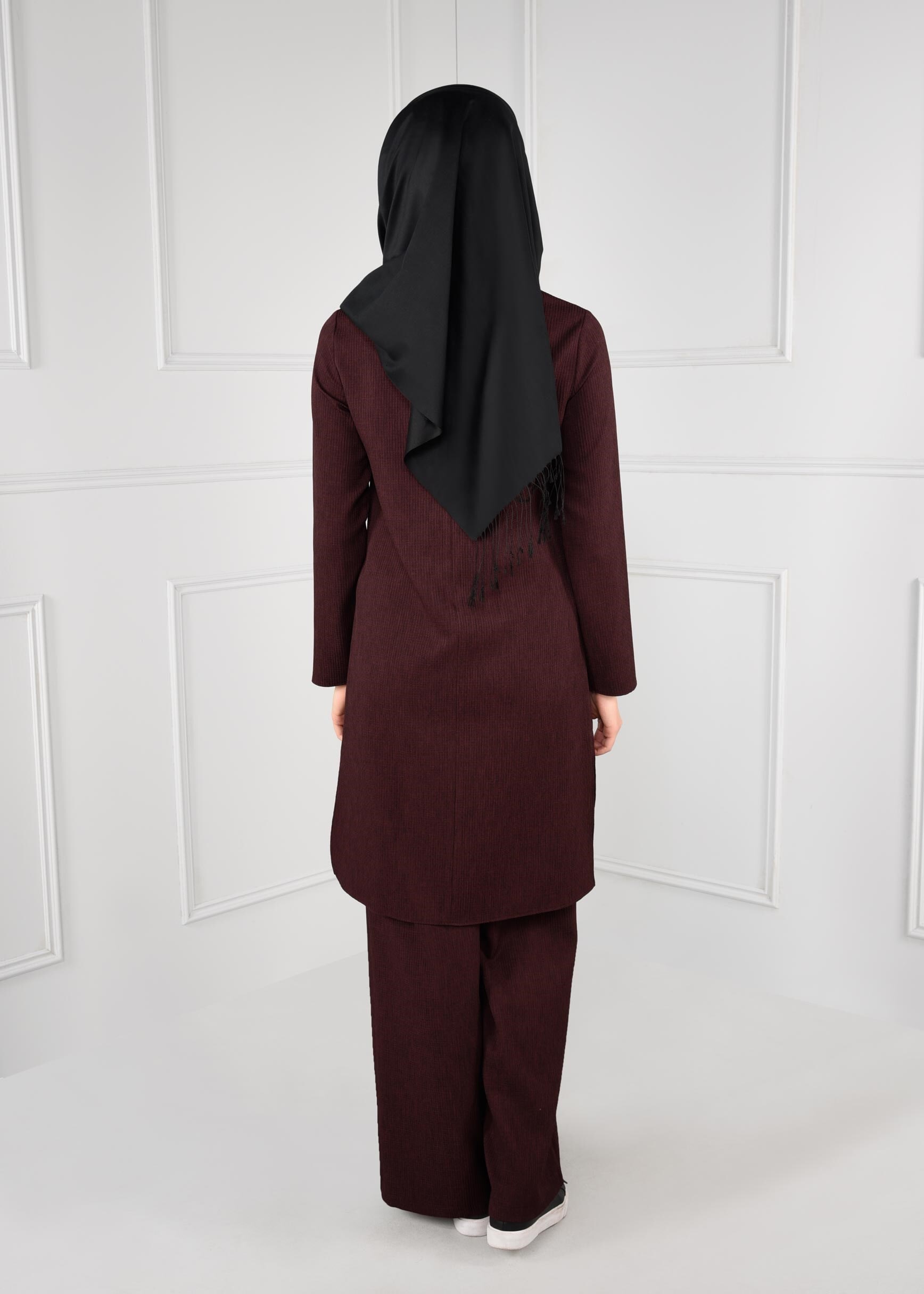 Tesettür giyim BORDO ARKASI UZUN 2Lİ PANTOLON TAKIM 4809