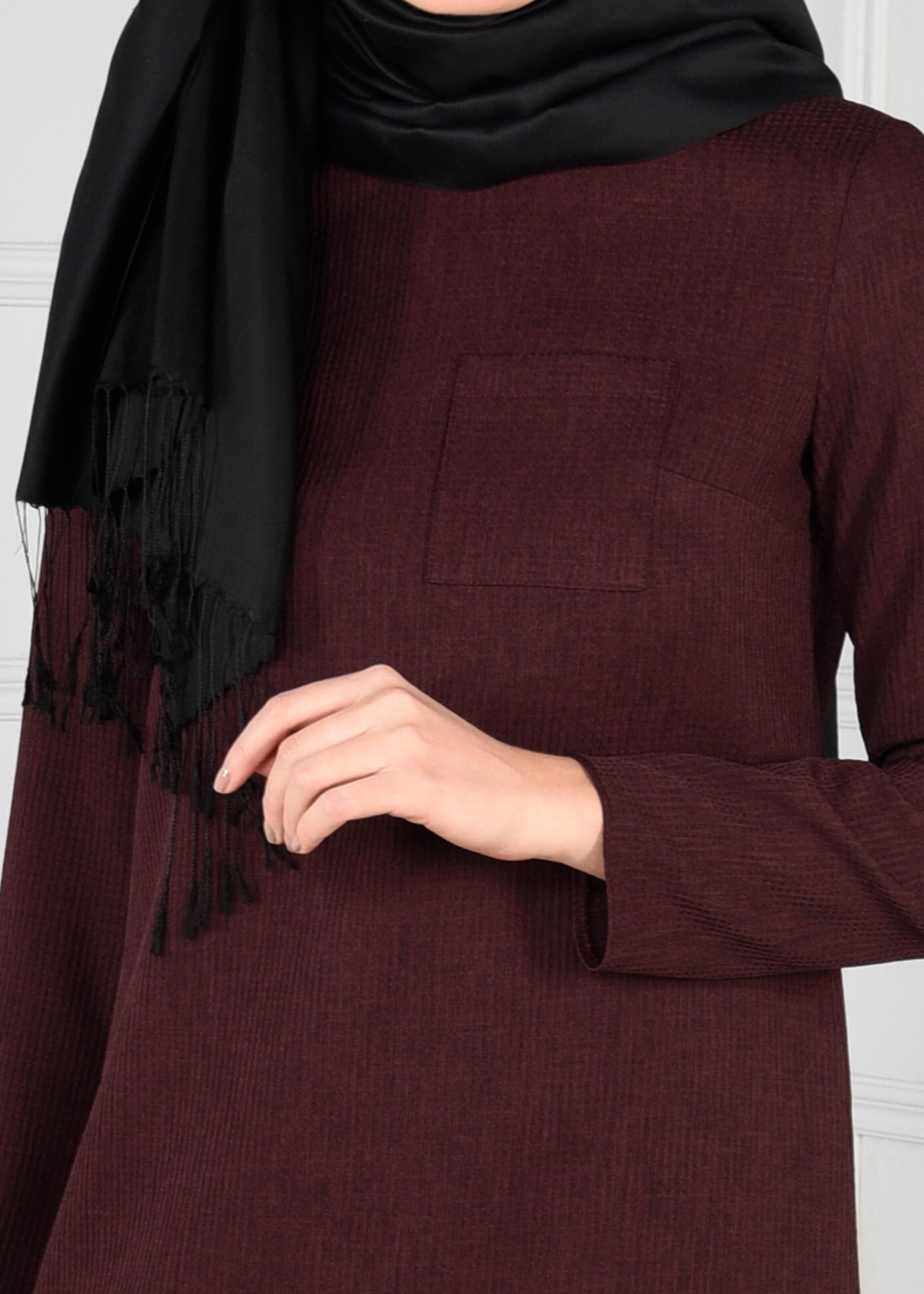 Tesettür giyim BORDO ARKASI UZUN 2Lİ PANTOLON TAKIM 4809