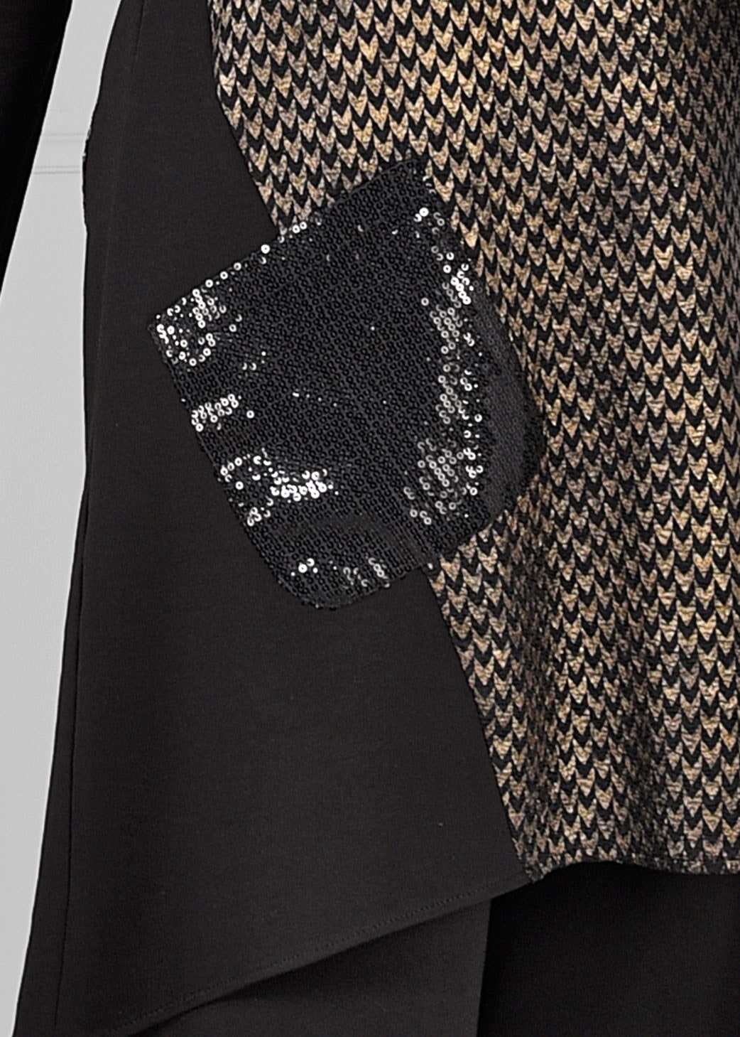 Tesettür giyim SİYAH ŞAL YAKA ASİMETRİK KESİM CEPLİ 2Lİ PANTOLON TAKIM 4843