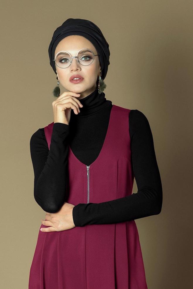 Hijab clothing PURPLE V-NECK JUMPSUIT 4717  - ALVİNA