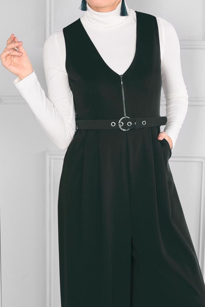 Hijab clothing GREEN V-NECK JUMPSUIT 4717  - ALVİNA