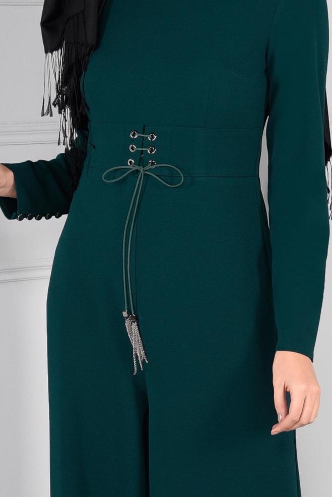 Hijab clothing BLUE GROMMET DETAILED BELTED JUMPSUIT 4774  - ALVİNA