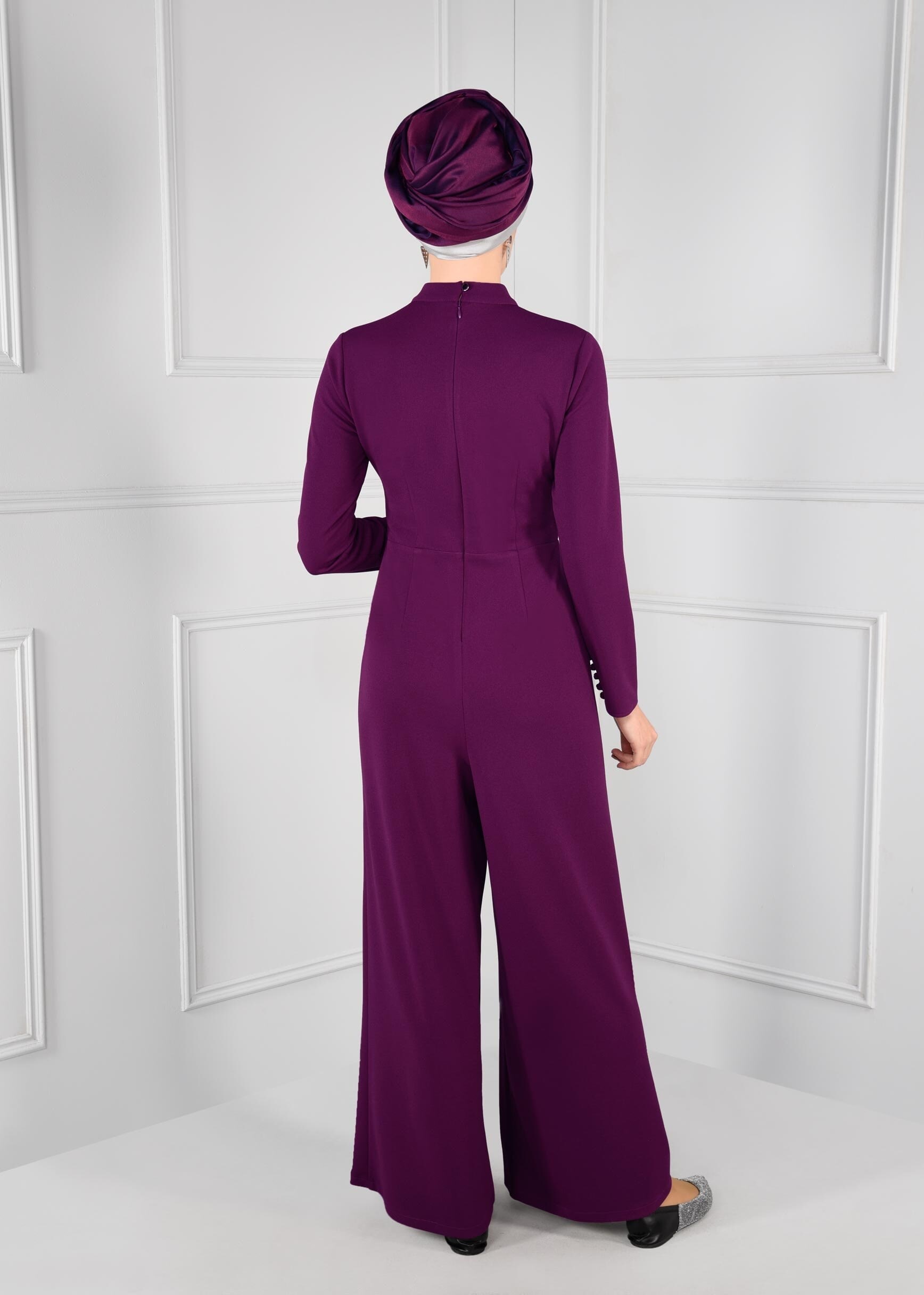 Vêtements hijab POURPRE COMBINAISON À ŒILLETS AVEC CEINTURE 4774