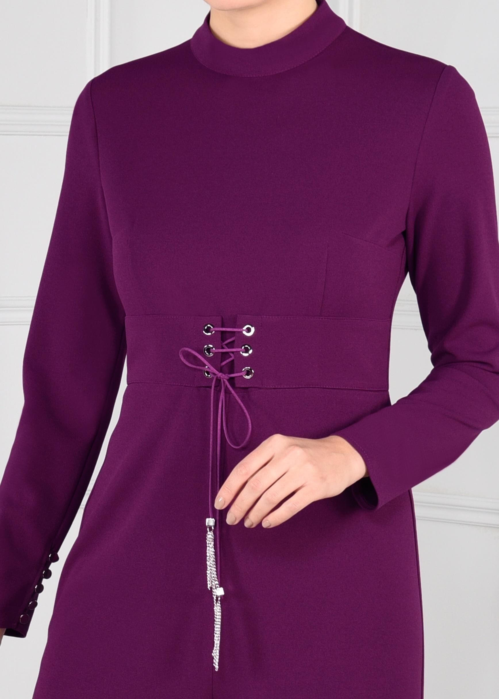 Vêtements hijab POURPRE COMBINAISON À ŒILLETS AVEC CEINTURE 4774