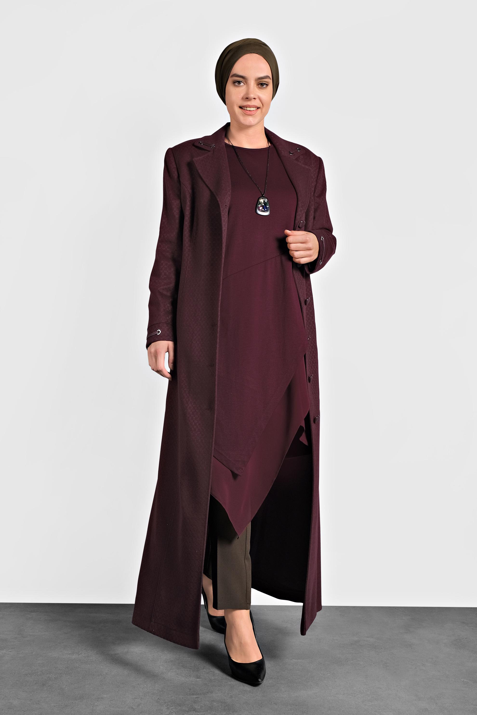 Hijab clothing CLARET RED ASYMMETRIC CUT TUNIC 2653 