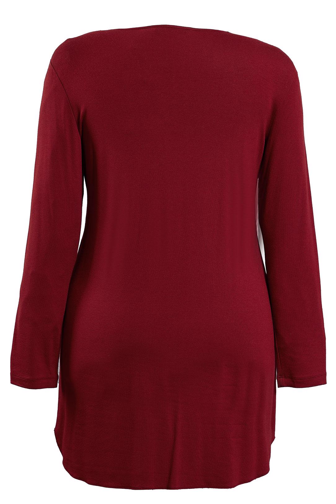 Tesettür giyim BORDO ÖNÜ ŞERİTLİ BİSİKLET YAKA TUNİK 2743