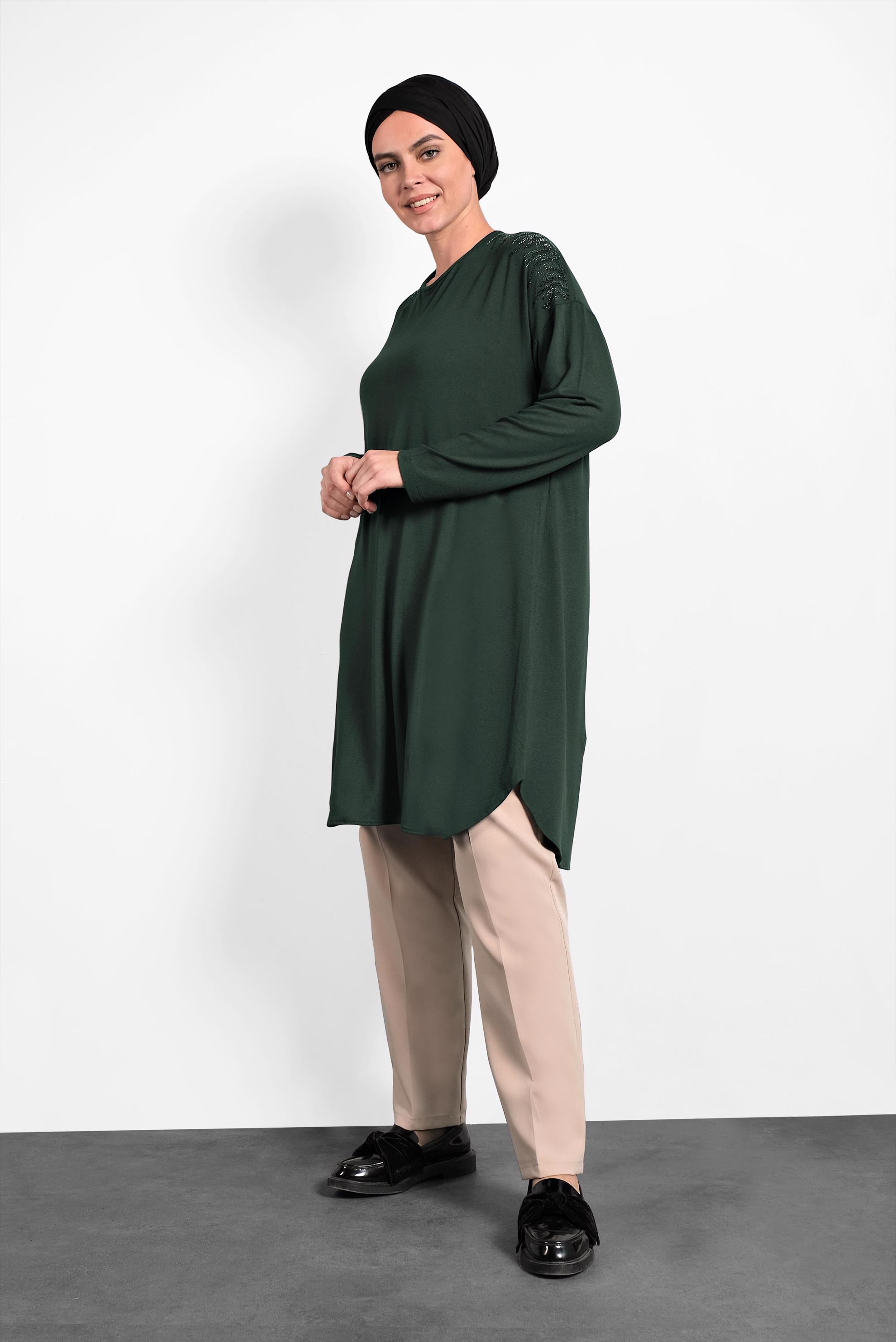 Hijab clothing KHAKI PRINTED TUNIC 2747 