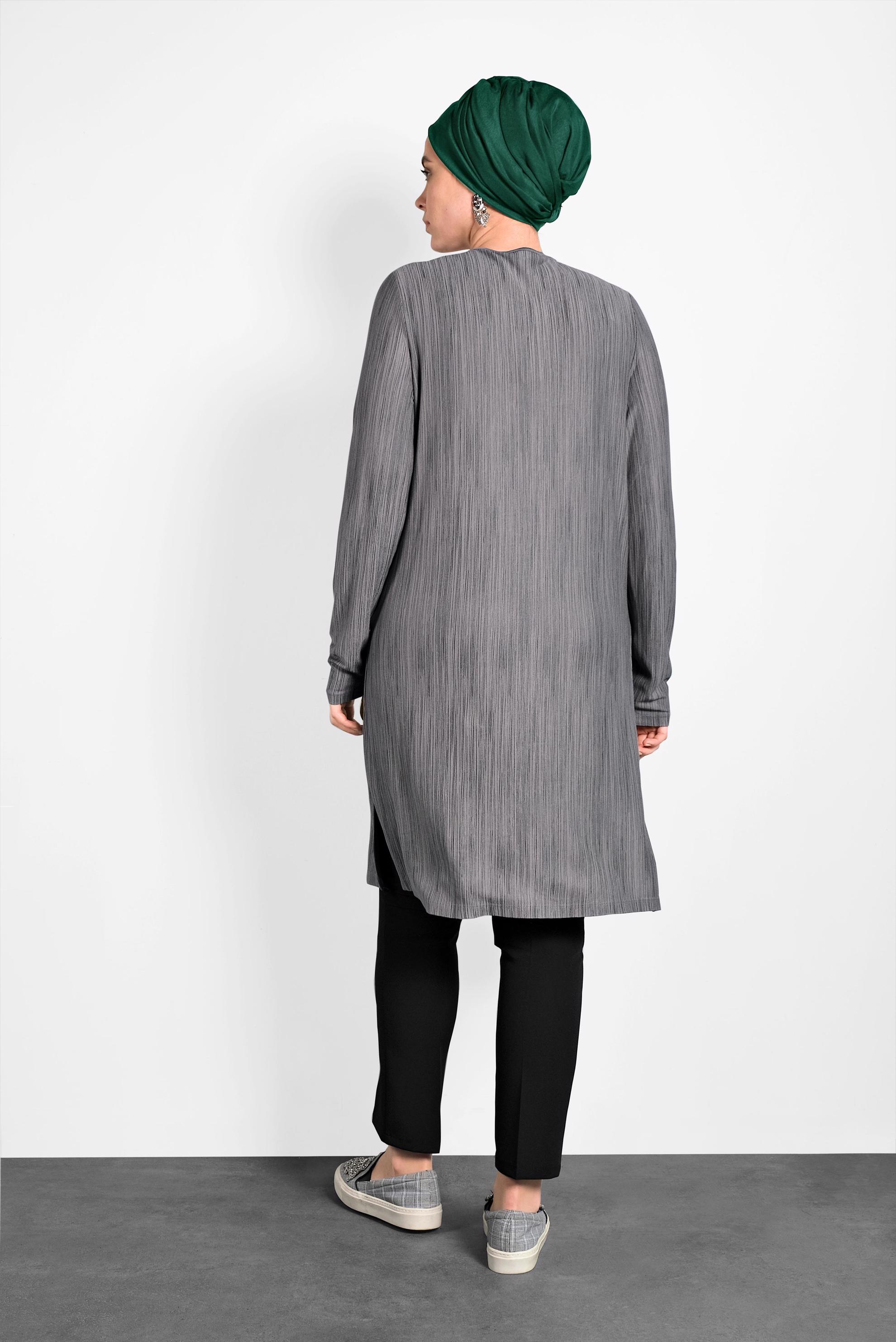 Tesettür giyim GRİ TAŞ BASKILI TUNİK 2774