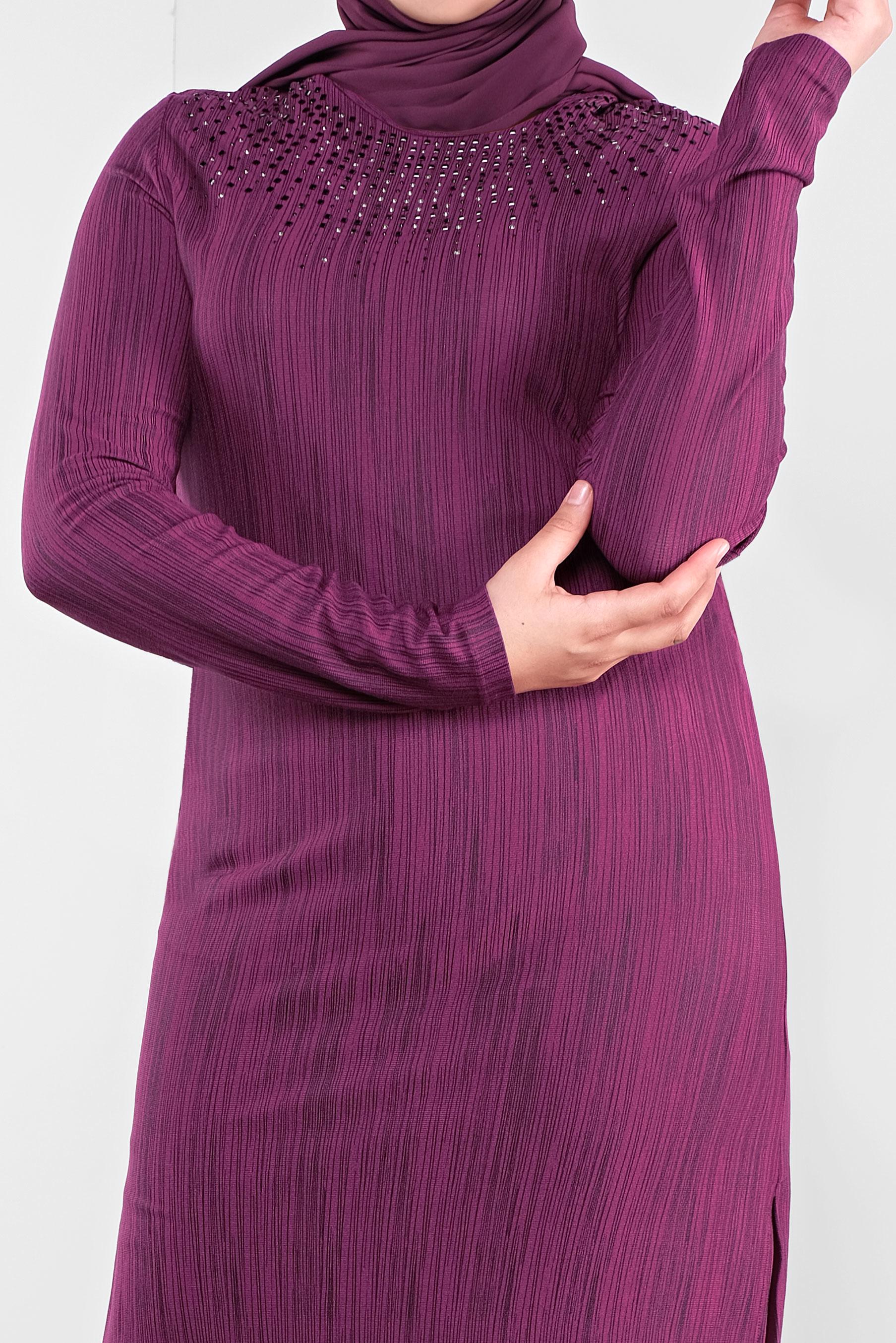 Tesettür giyim FUŞYA TAŞ BASKILI TUNİK 2774