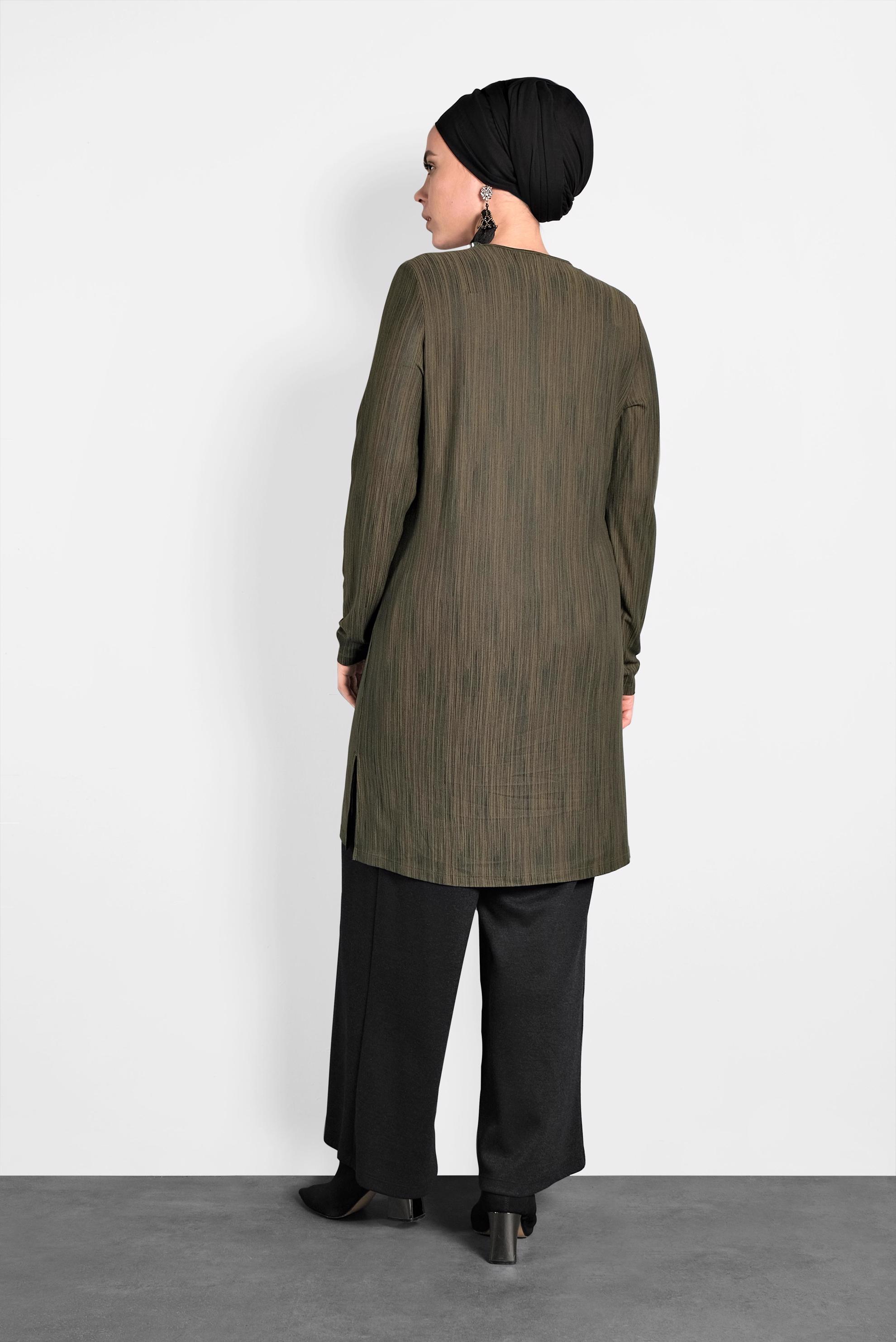 Tesettür giyim HAKİ TAŞ BASKILI TUNİK 2774