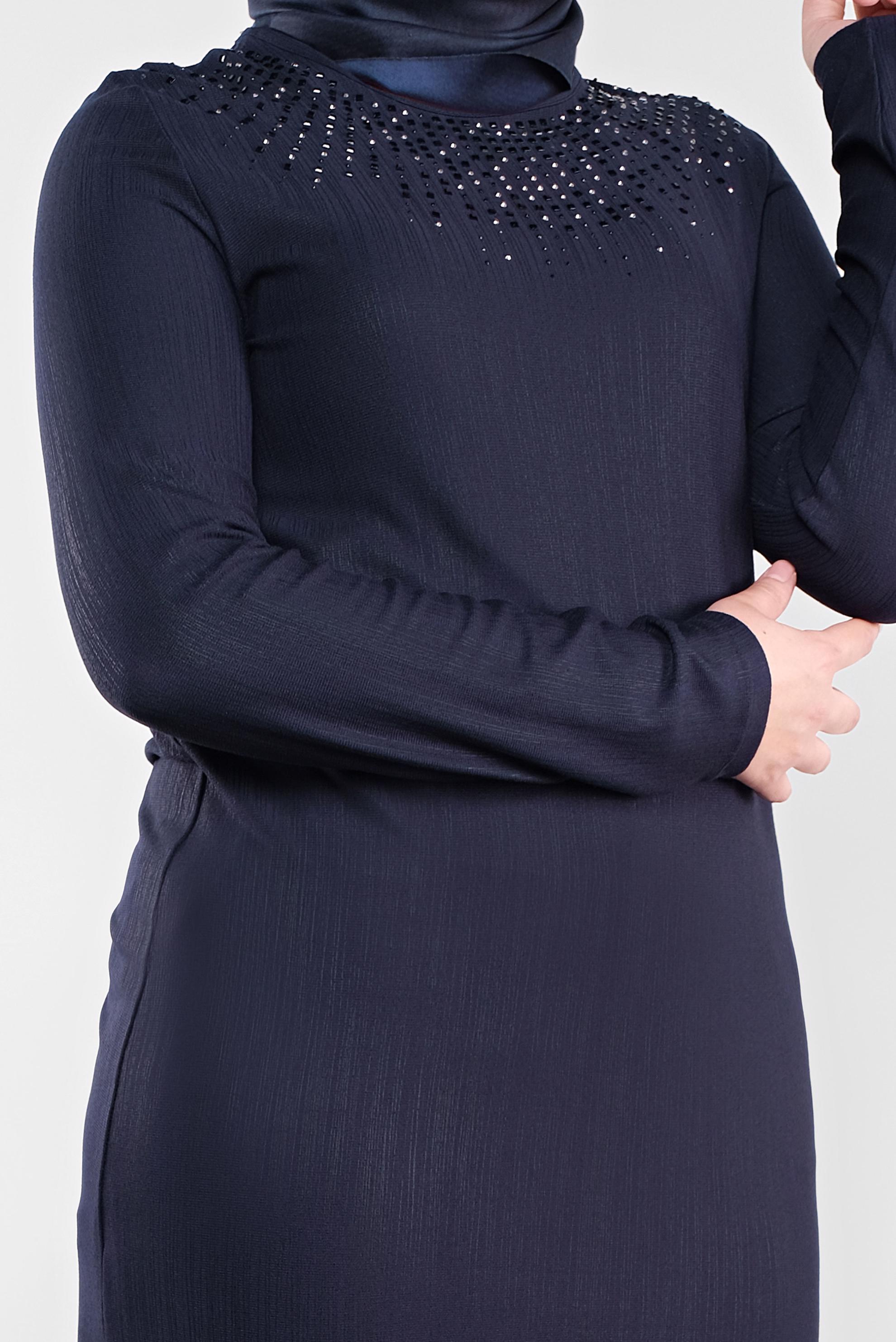 Tesettür giyim LACİVERT TAŞ BASKILI TUNİK 2774