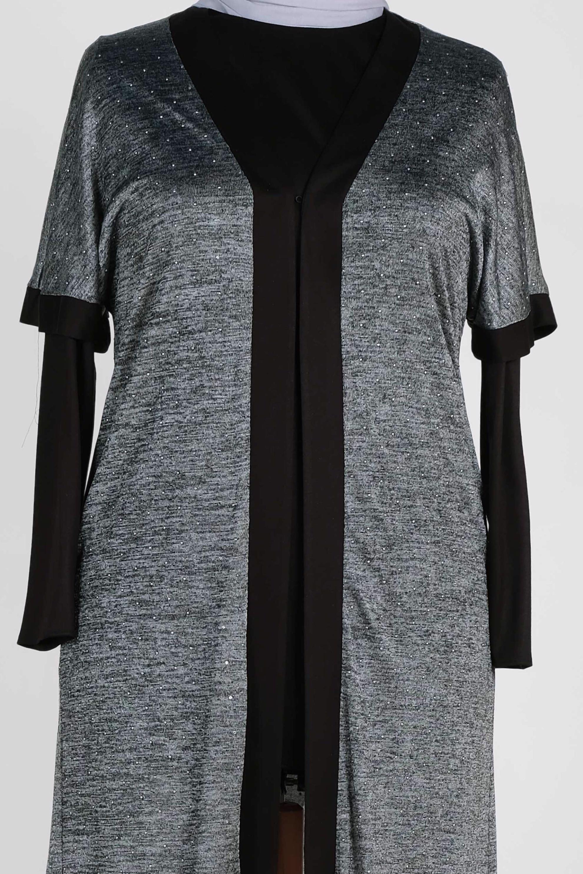 Tesettür giyim GRİ TAŞ BASKILI TUNİK 2851