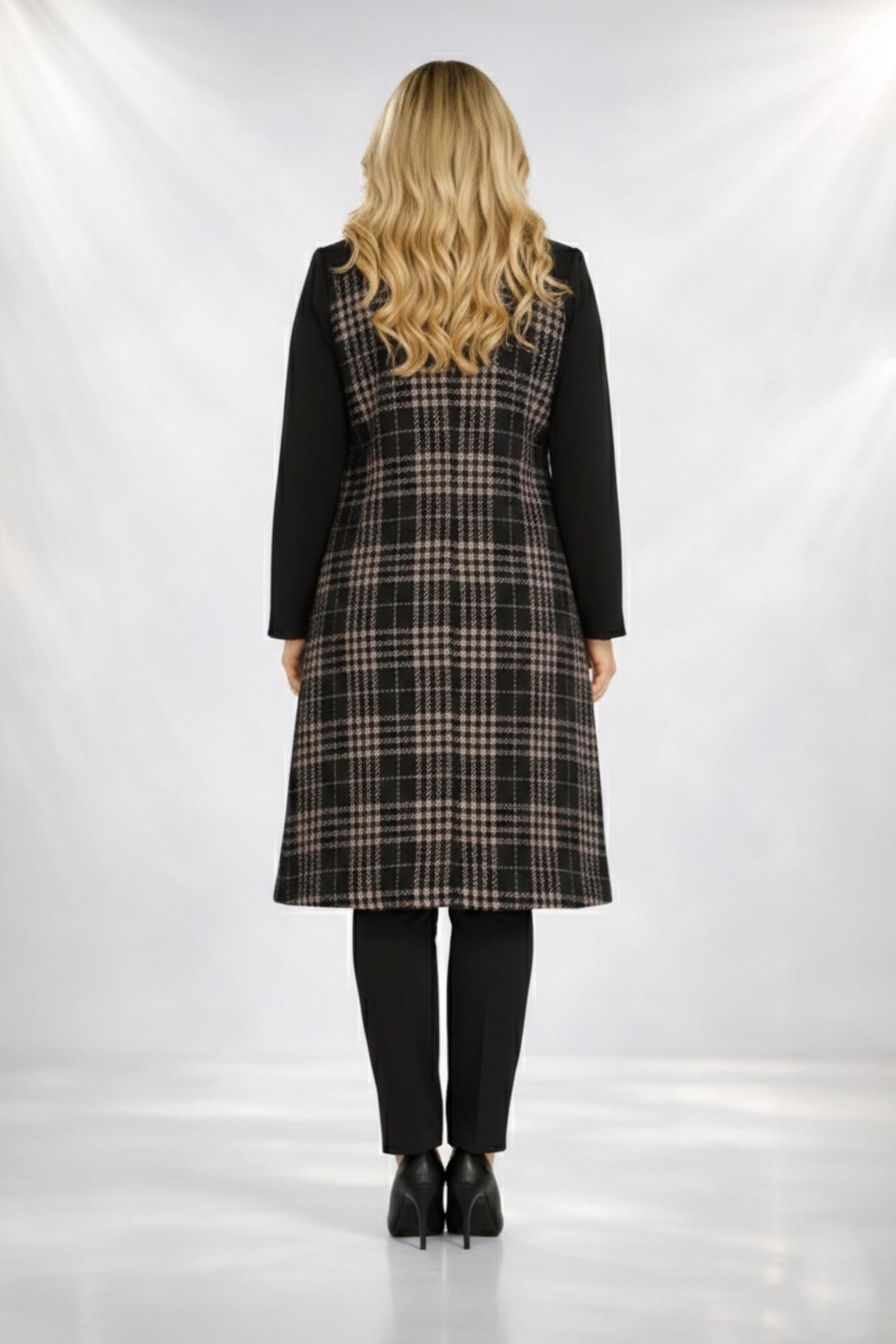 Tesettür giyim ALTIN EKOSE YELEKLİ TUNİK 2856